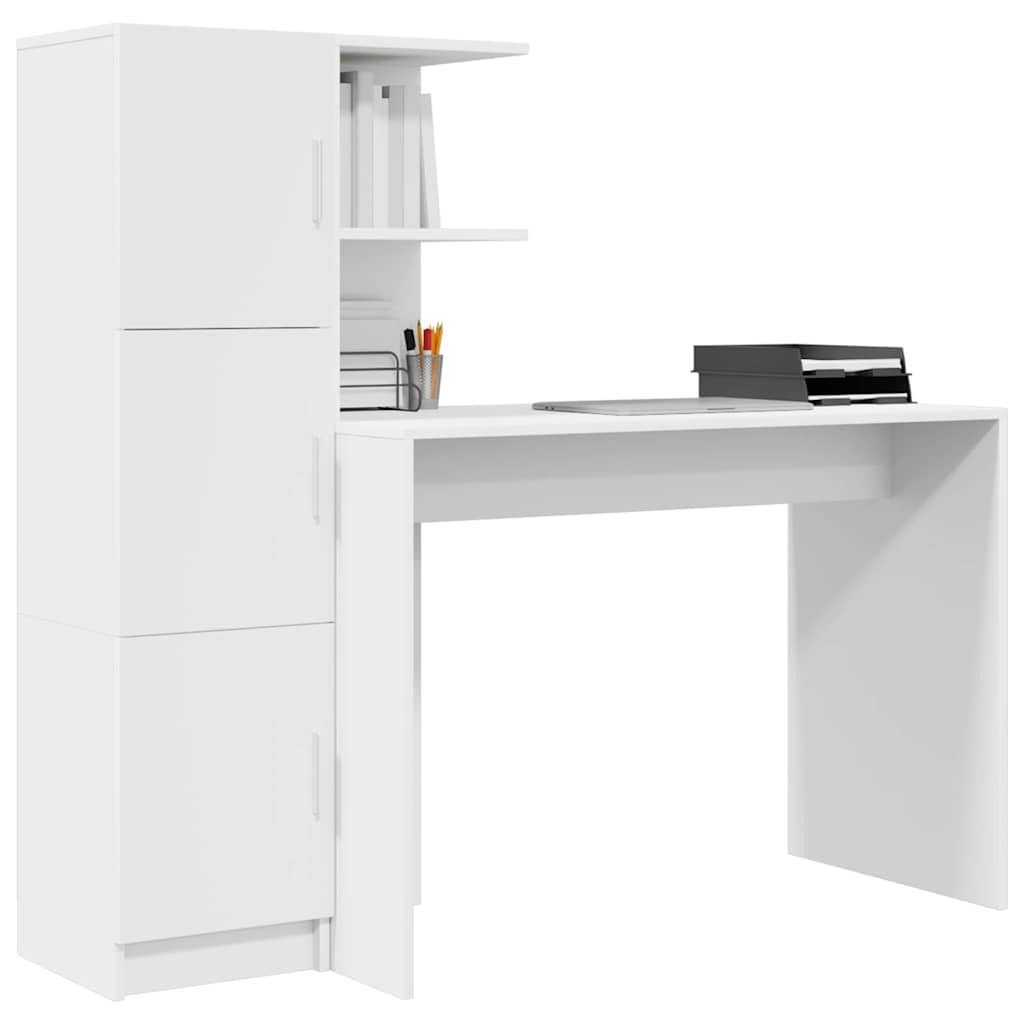 vidaXL Sideboard Schreibtisch mit Stauraum mit Regal 2 pcs Weiß Holzwerksto günstig online kaufen