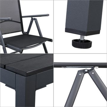 Casaria Sitzgruppe WPC Bern, (9-tlg), Aluminium 8-fach Verstellbar Hochlehner Stühle Klappbar WPC