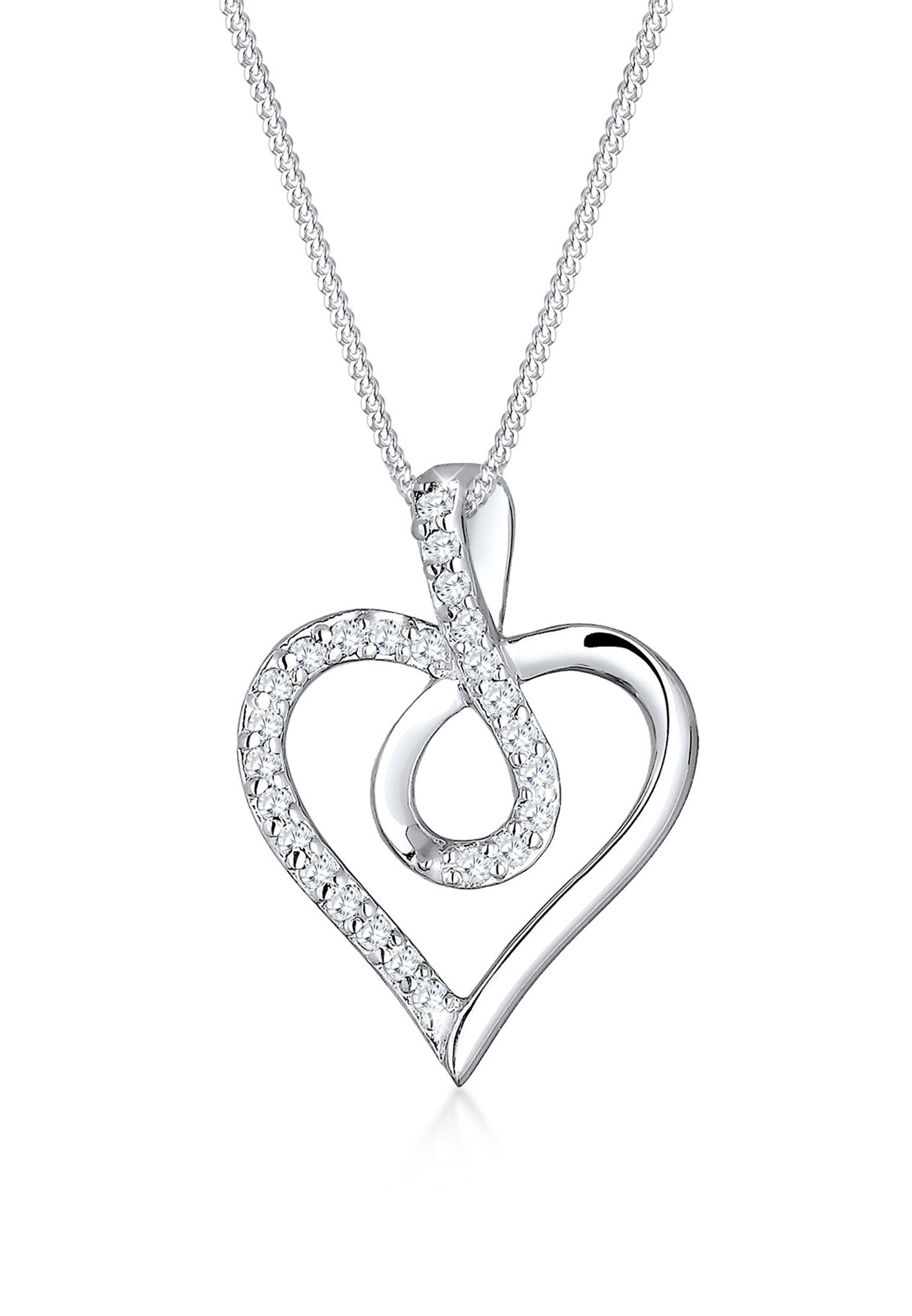 Kette mit Anhänger Herz Zirkonia Weiß 925 Sterling Silber