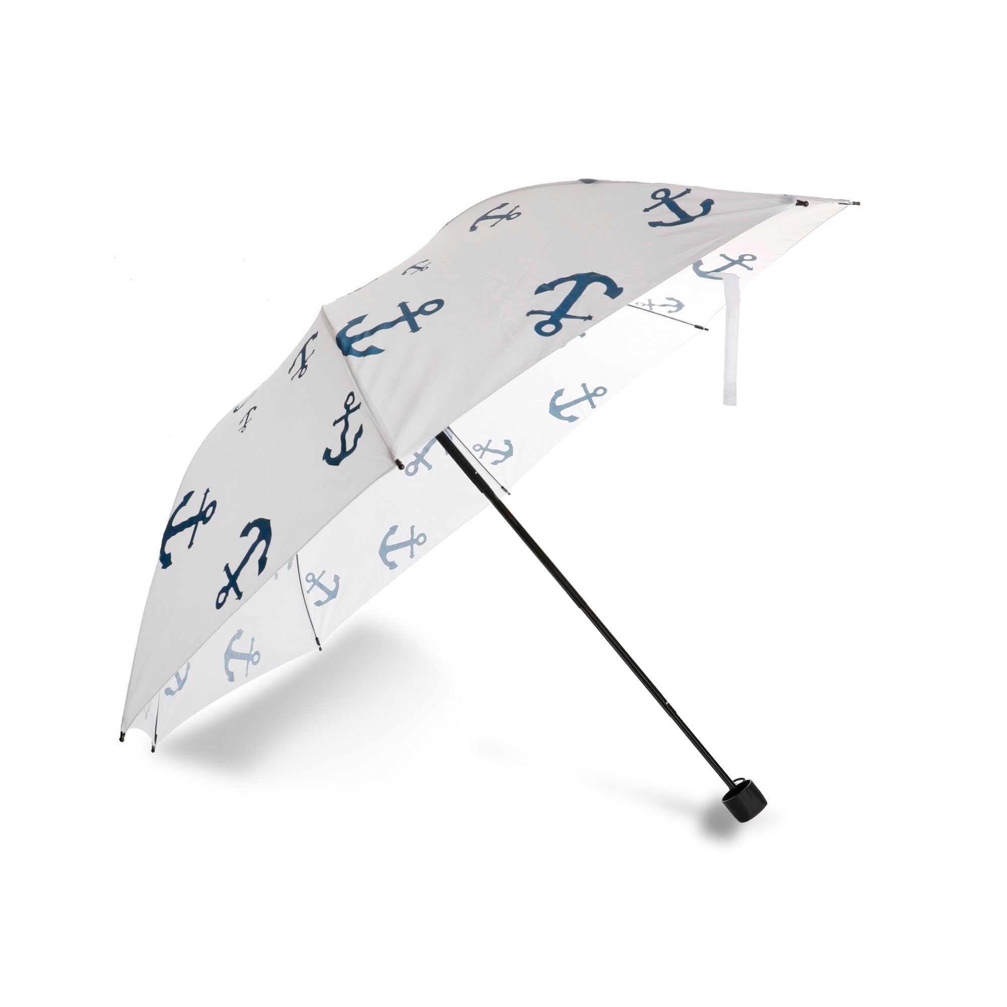 Sonia Originelli Taschenregenschirm Taschenschirm "Mini Anker" premium Regenschutz maritim weiss