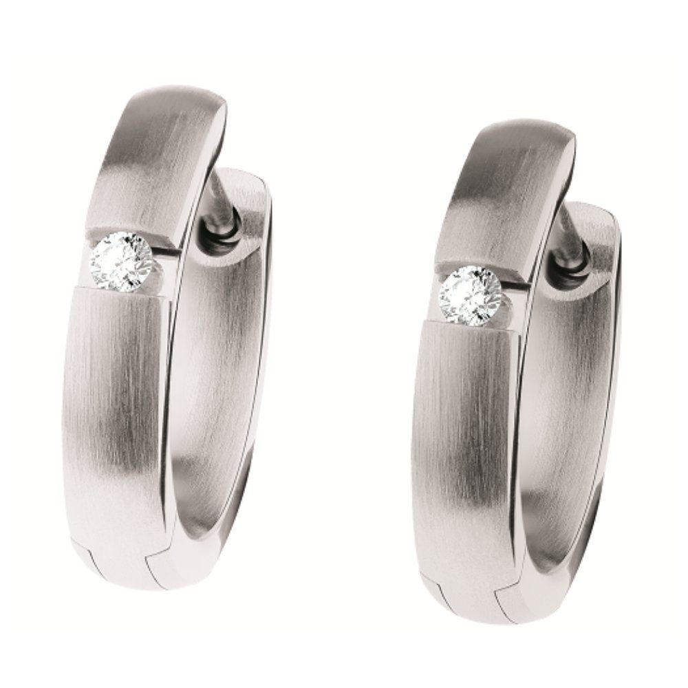 Ernstes Design Single-Ohrstecker Ernstes Design Klappcreole E490 Edelstahl mit Brillanten