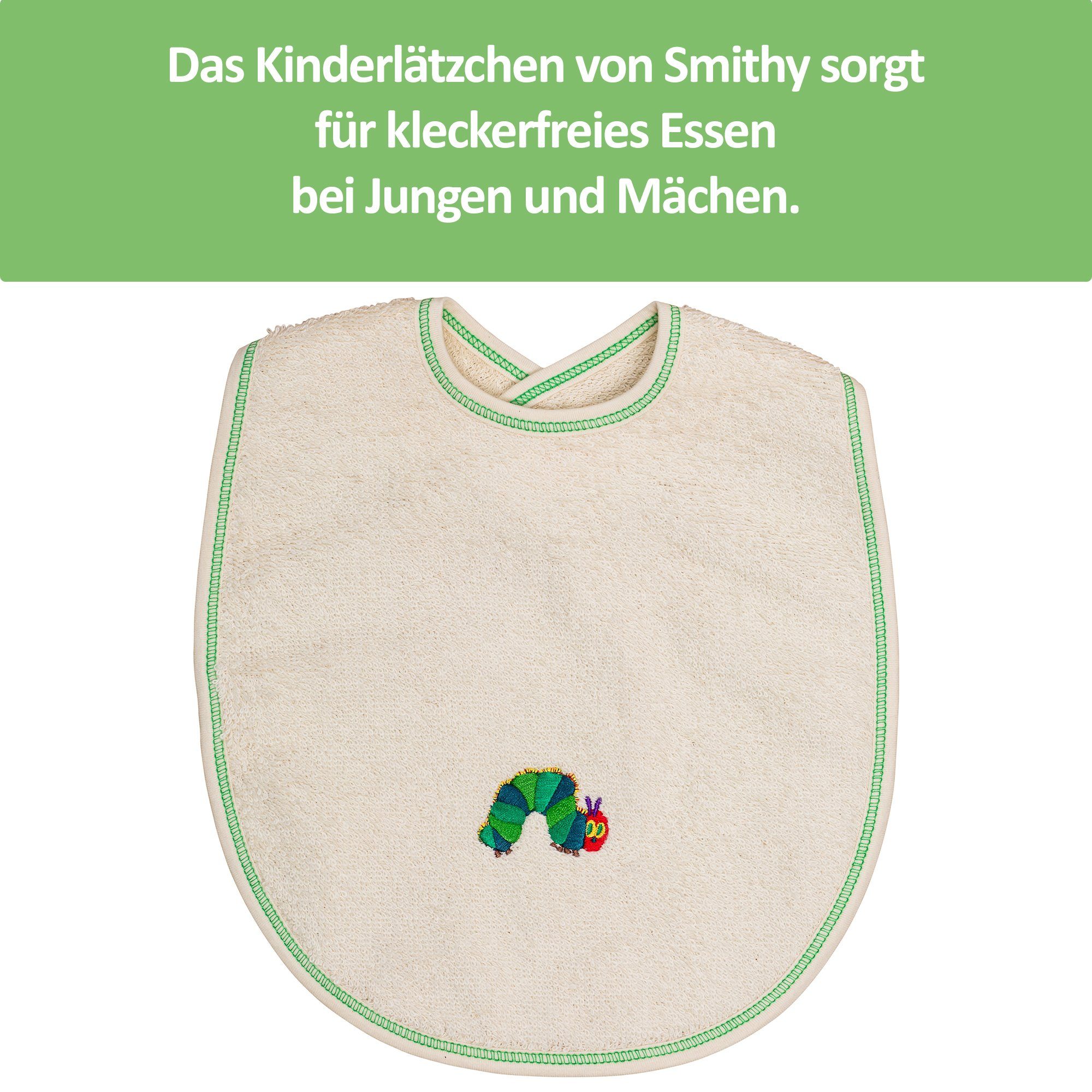 (1-St), Raupe Bio-Baumwolle, in Nimmersatt made Lätzchen aus Europe Smithy