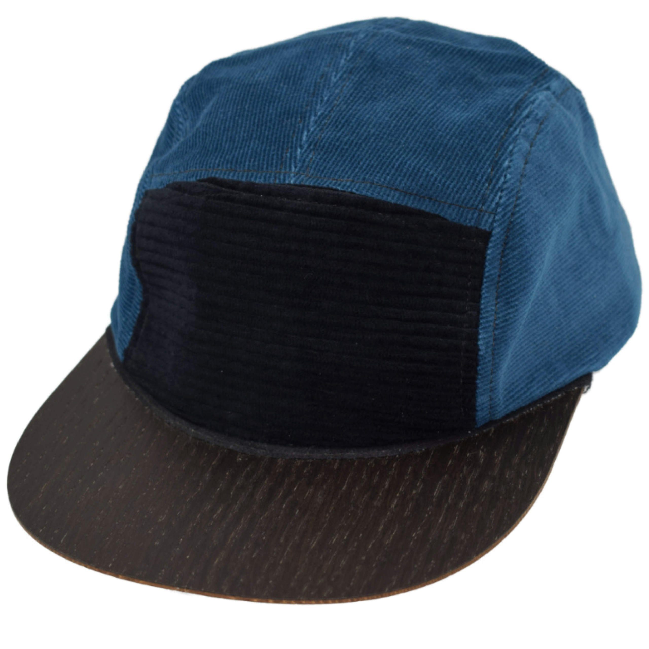 Lou-i Snapback Cap Cord Holzschild in Holzschild Blau mit Germany Made Cap