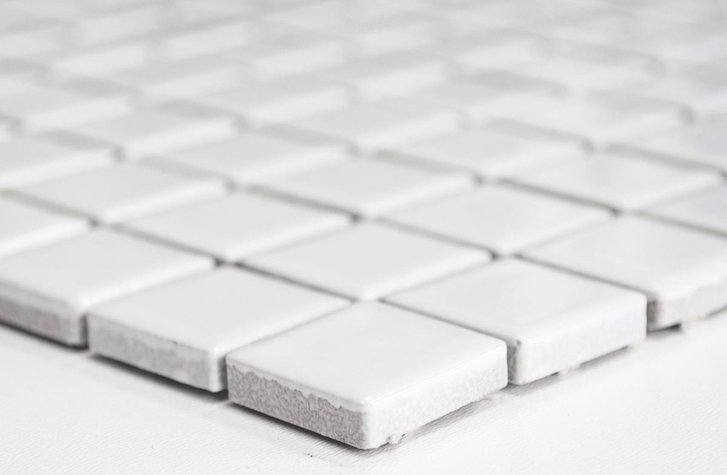 Mosani Mosaikfliesen Keramikmosaik Mosaikfliesen WEISS GLÄNZEND Bad Küche