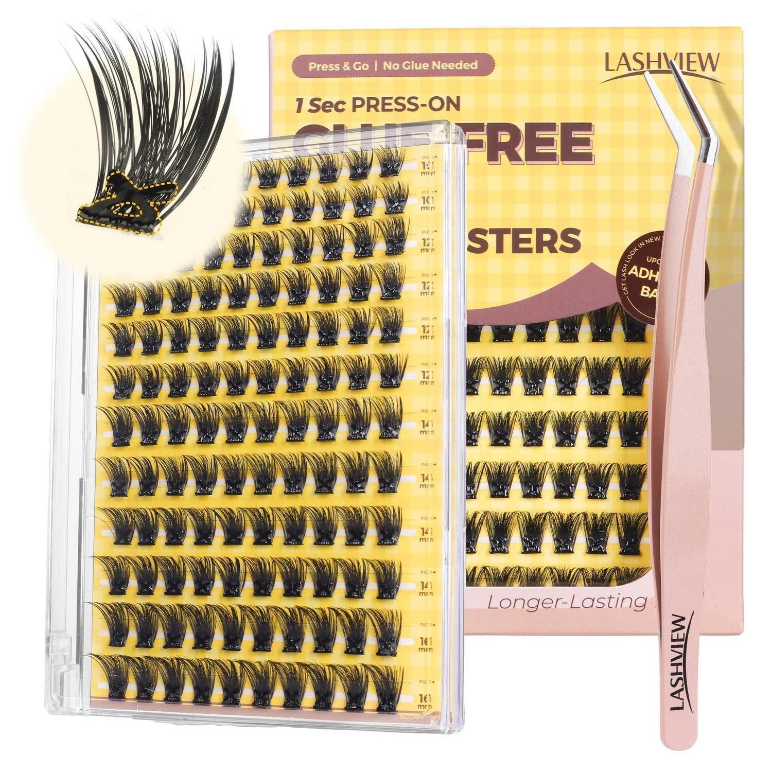 LuxusKollektion Einzelwimpern Wimpern Clusters Selbstklebend D-Curl 10-16mm