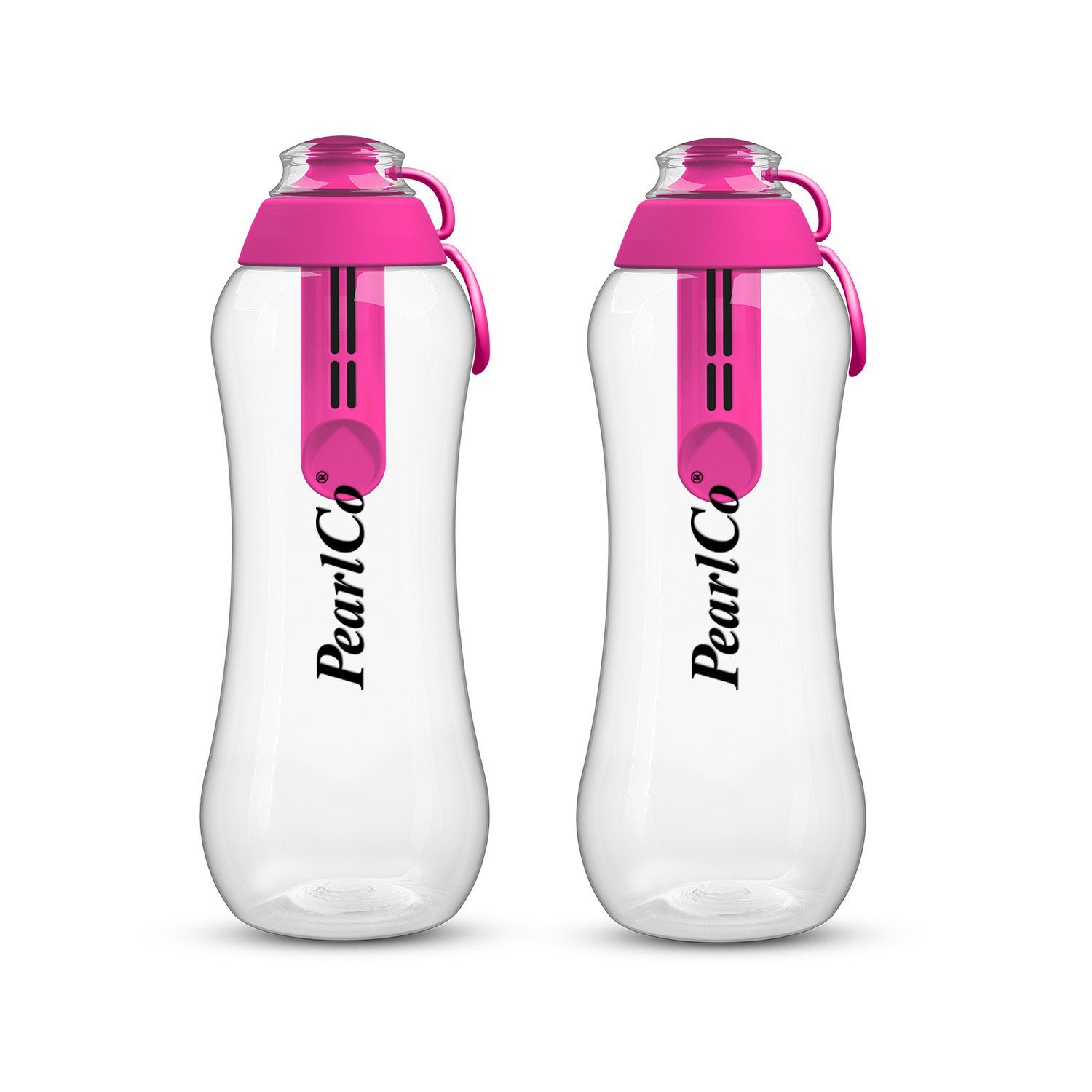 Zwei PearlCo Trinkflaschen Filter 0,7 pink mit Liter Trinkflasche