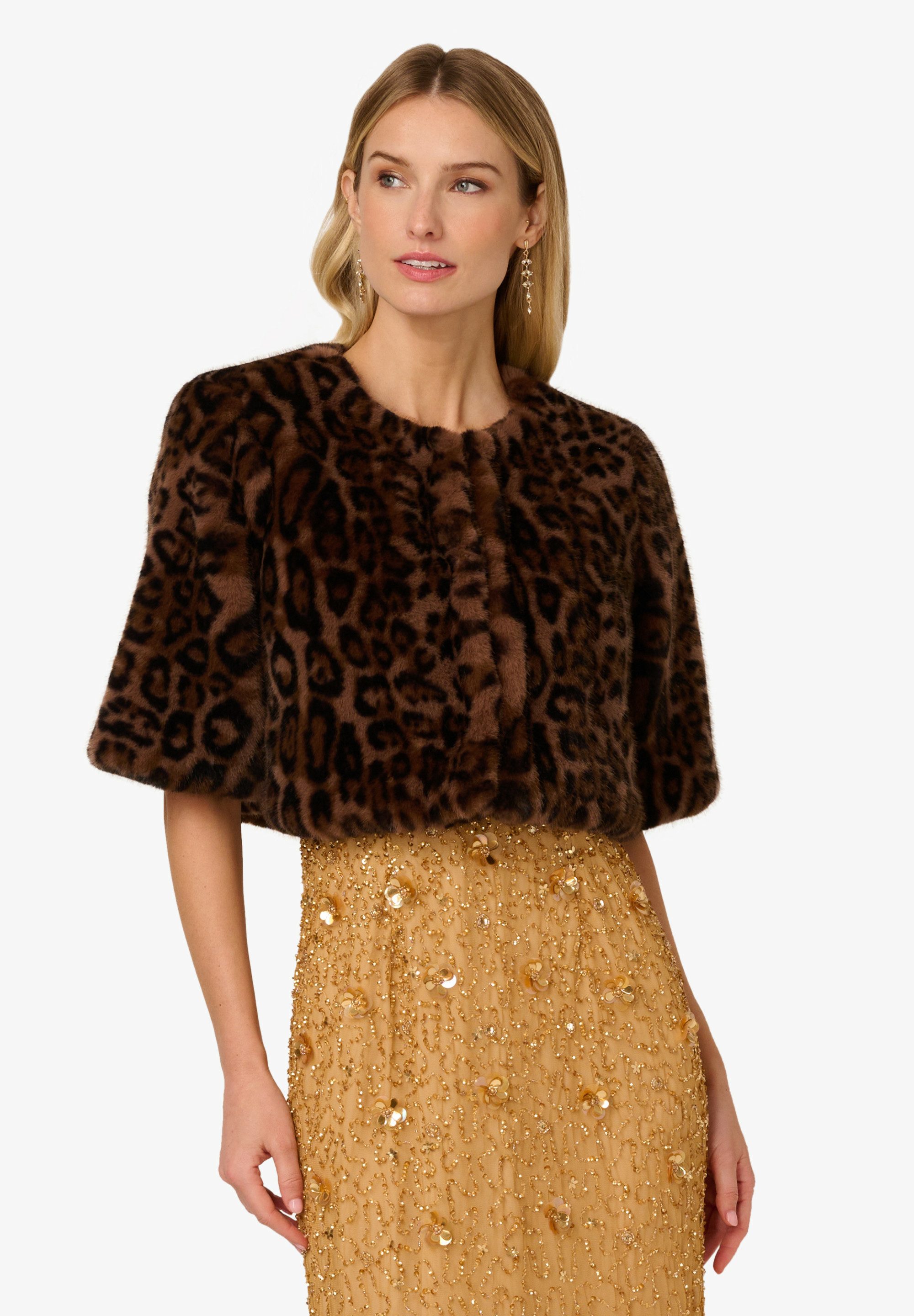 Adrianna Papell Bolero Animal Faux Fur Coverup Modern, frech, stilvoll