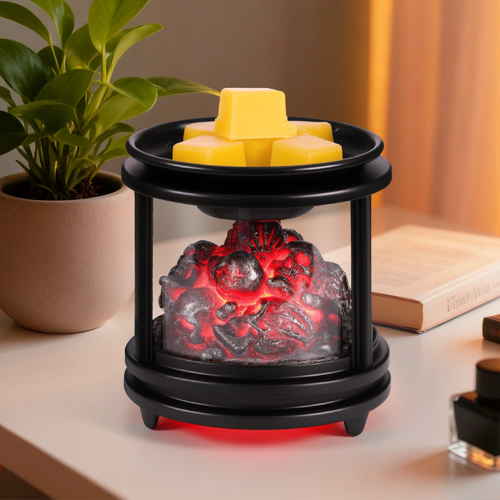 BlingBin Duftlampe Elektrische 4-in-1 Aromatherapie Lampe mit Kerzenständer – Duftlampe (1er Set, 1 St., 1tlg), Wachsschmelzer & Nachtlicht, für Wohnzimmer, Schlafzimmer, Home Decor