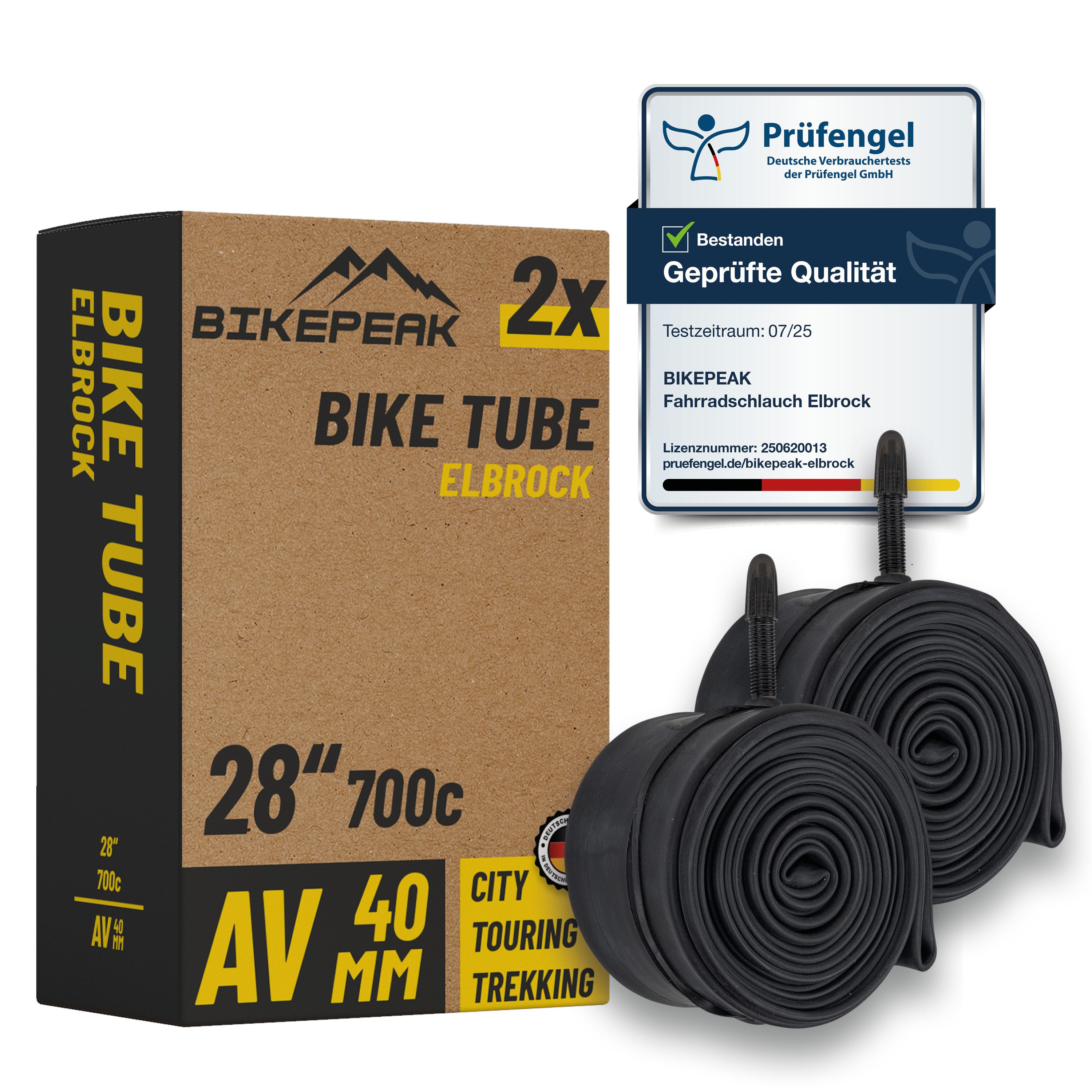 BikePeak Fahrradschlauch BikePeak 2x Fahrradschlauch Elbrock City 28" AV-40mm 28/47-622/635