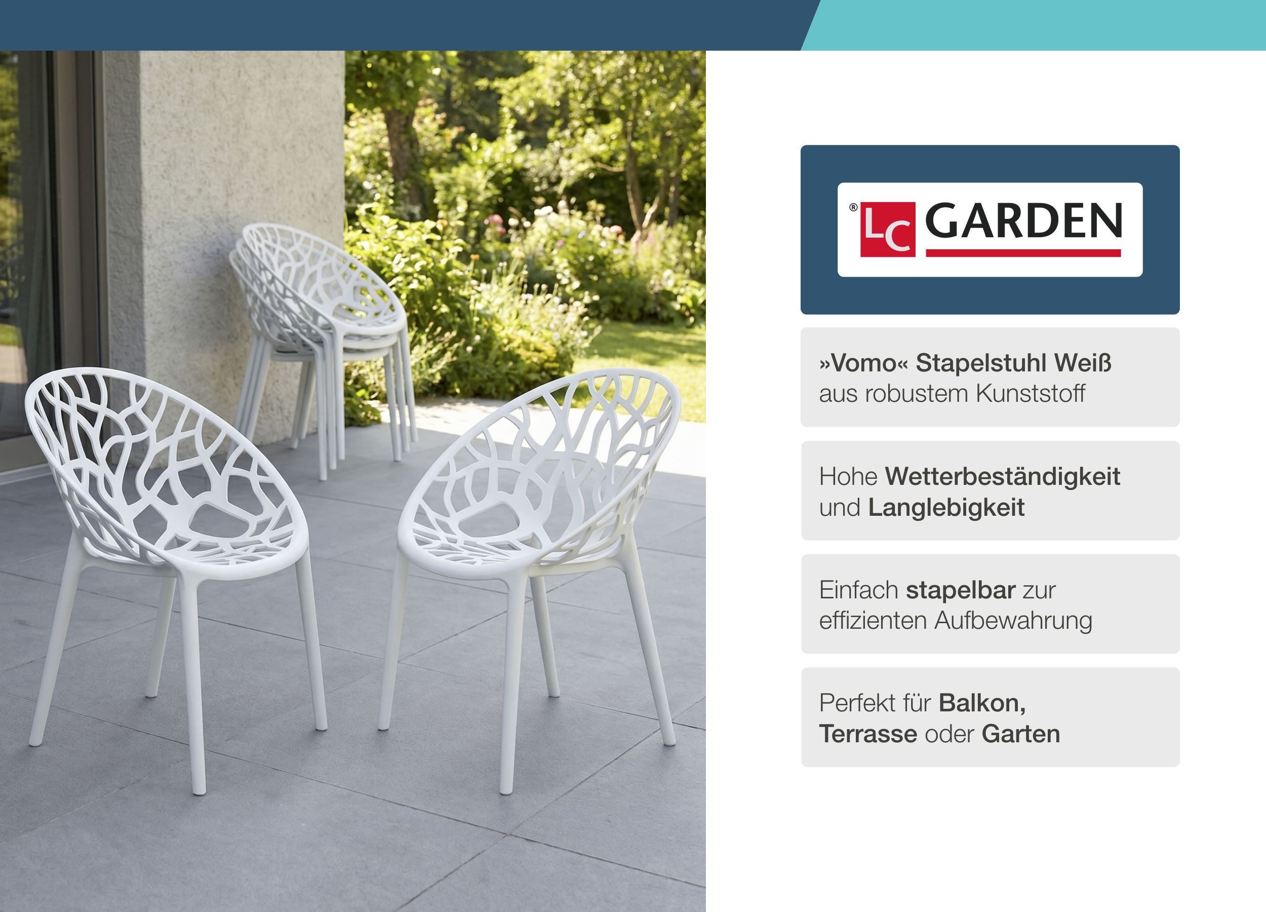 LC Garden Stapelstuhl LC Garden »Vomo« Gartenstuhl Stapelstuhl Kunststoff stapelbar (2 St)