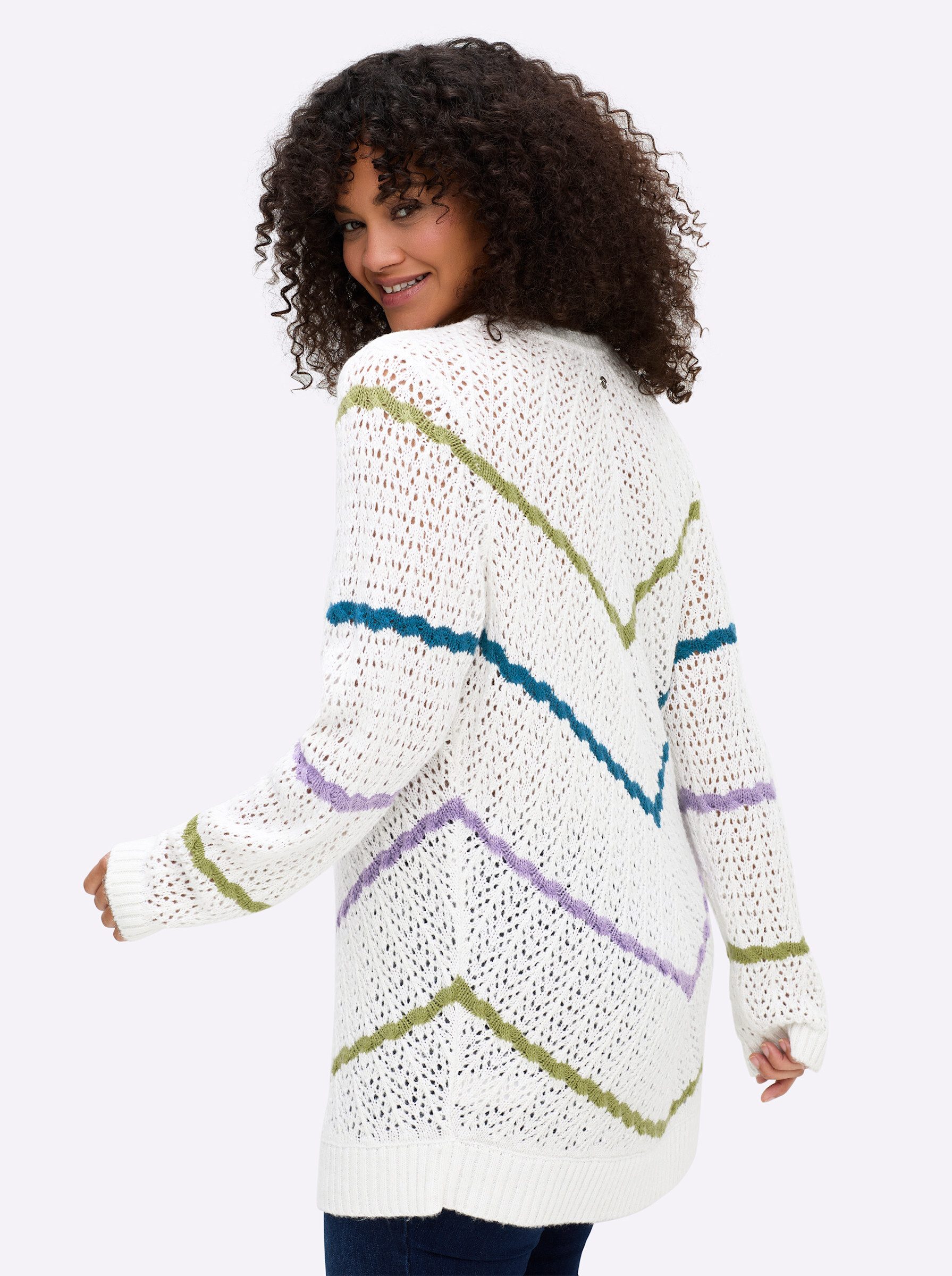 Sheego Strickpullover Pullover Langarm Ajour, Zopfmuster