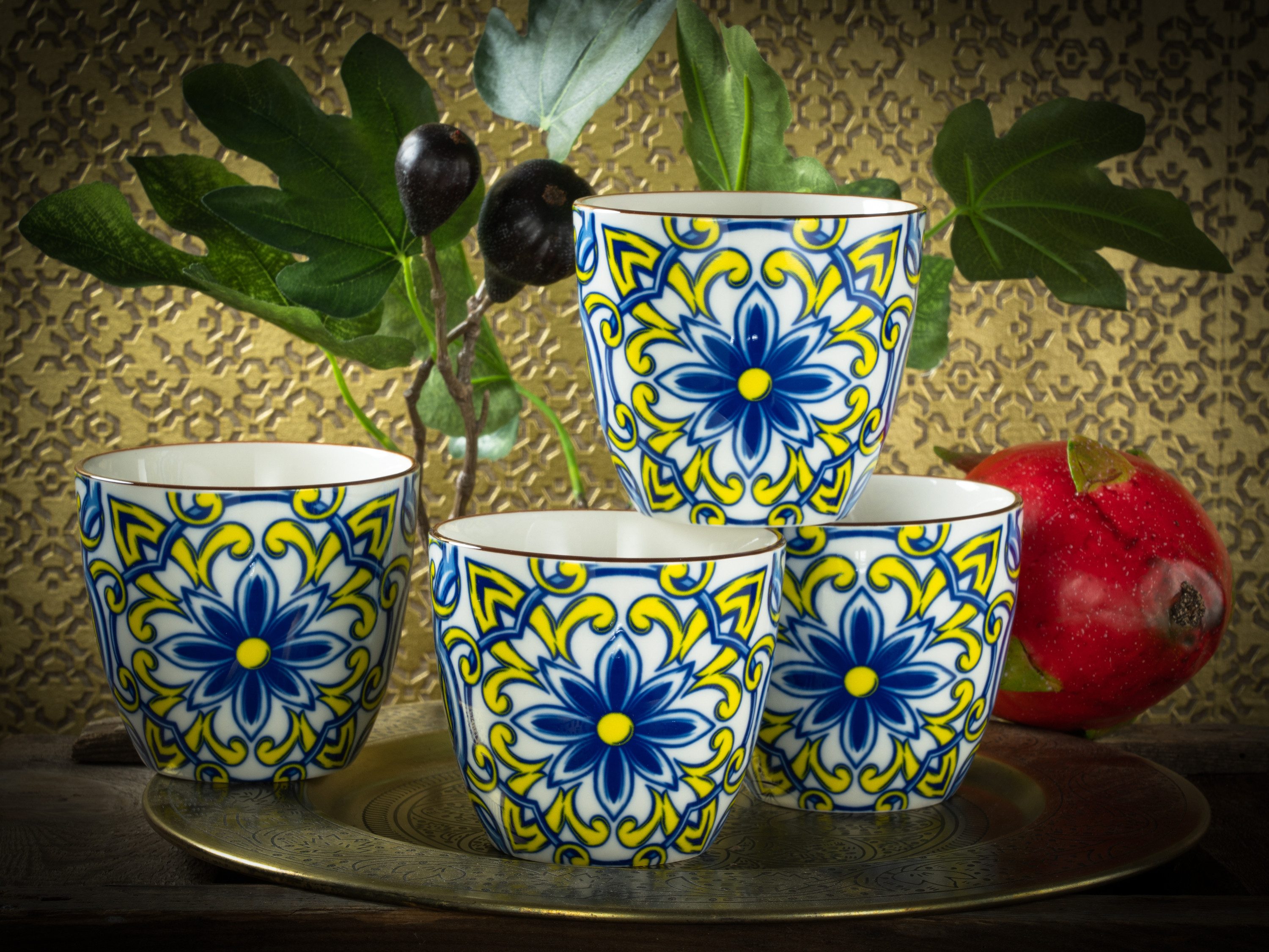 CreaTable Becher Aladin Blau, 4-tlg., Steinzeug