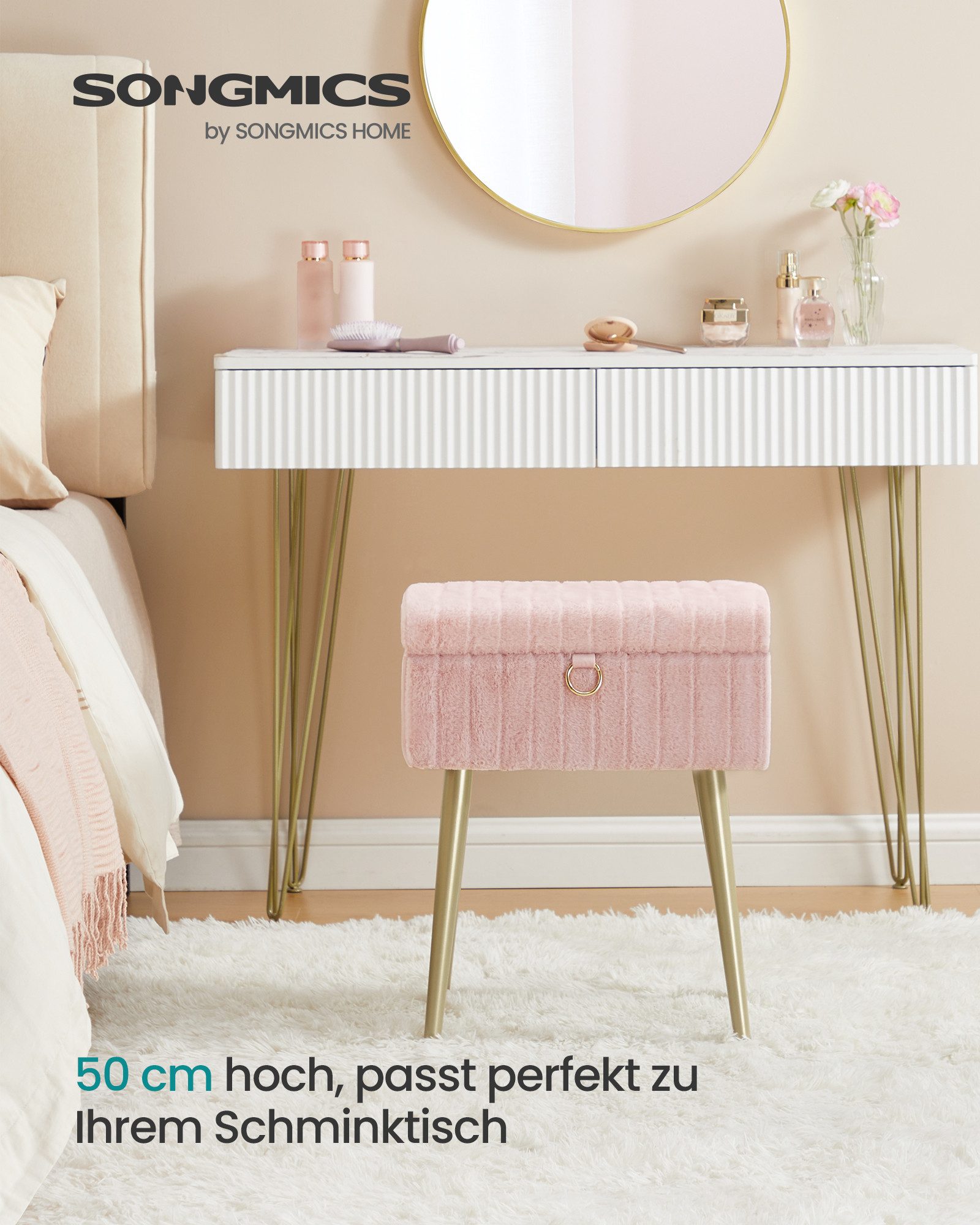 SONGMICS Sitzhocker, Schminktisch-Stuhl, Hocker mit Stauraum, günstig online kaufen