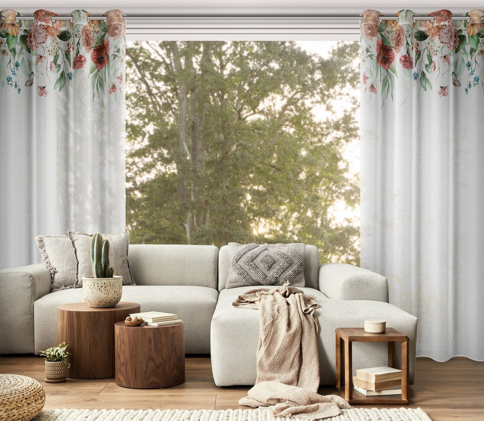 Eurofirany Gardine Landhaus Gardinen mit Blumenmuster günstig online kaufen
