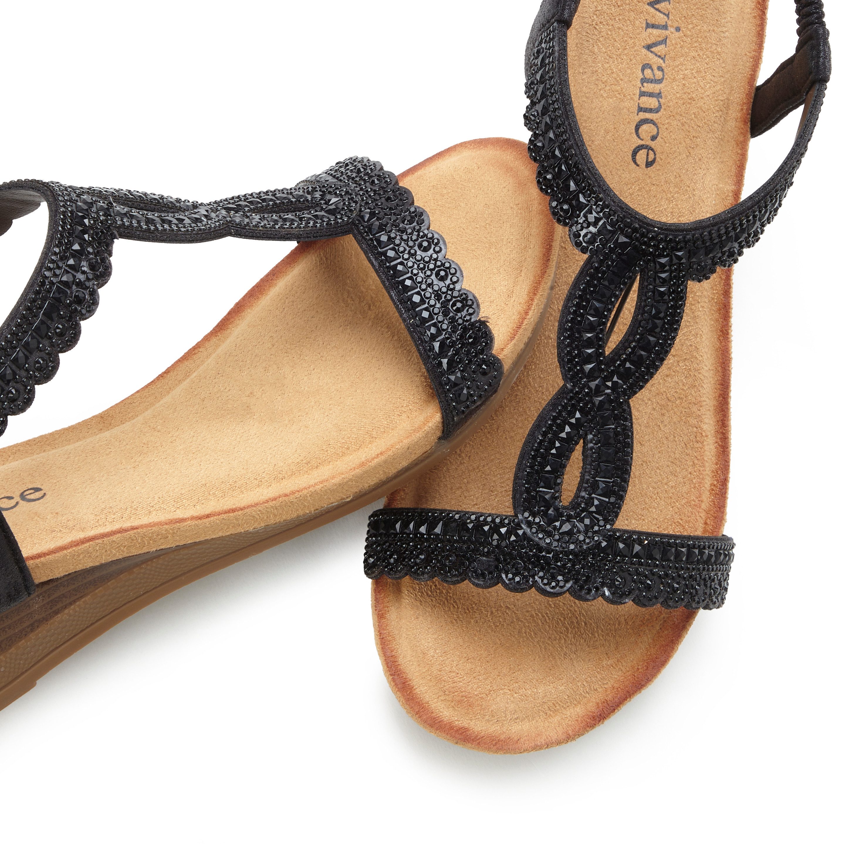 Vivance by Lascana Sommerschuh, offener Schuh, Sandale, Keilsandalette, Sandalette mit Glitzerdetails, Keilabsatz & elastischem Riemchen VEGAN – Bild 5 von 5