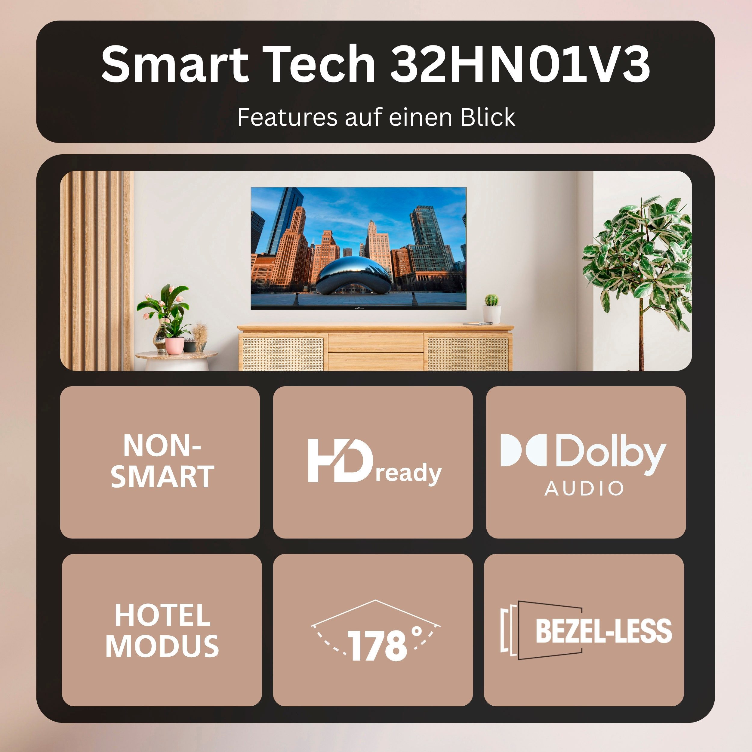 Smart Tech 32HN01V3 LED-Fernseher (81 cm/32 Zoll, HD ready)