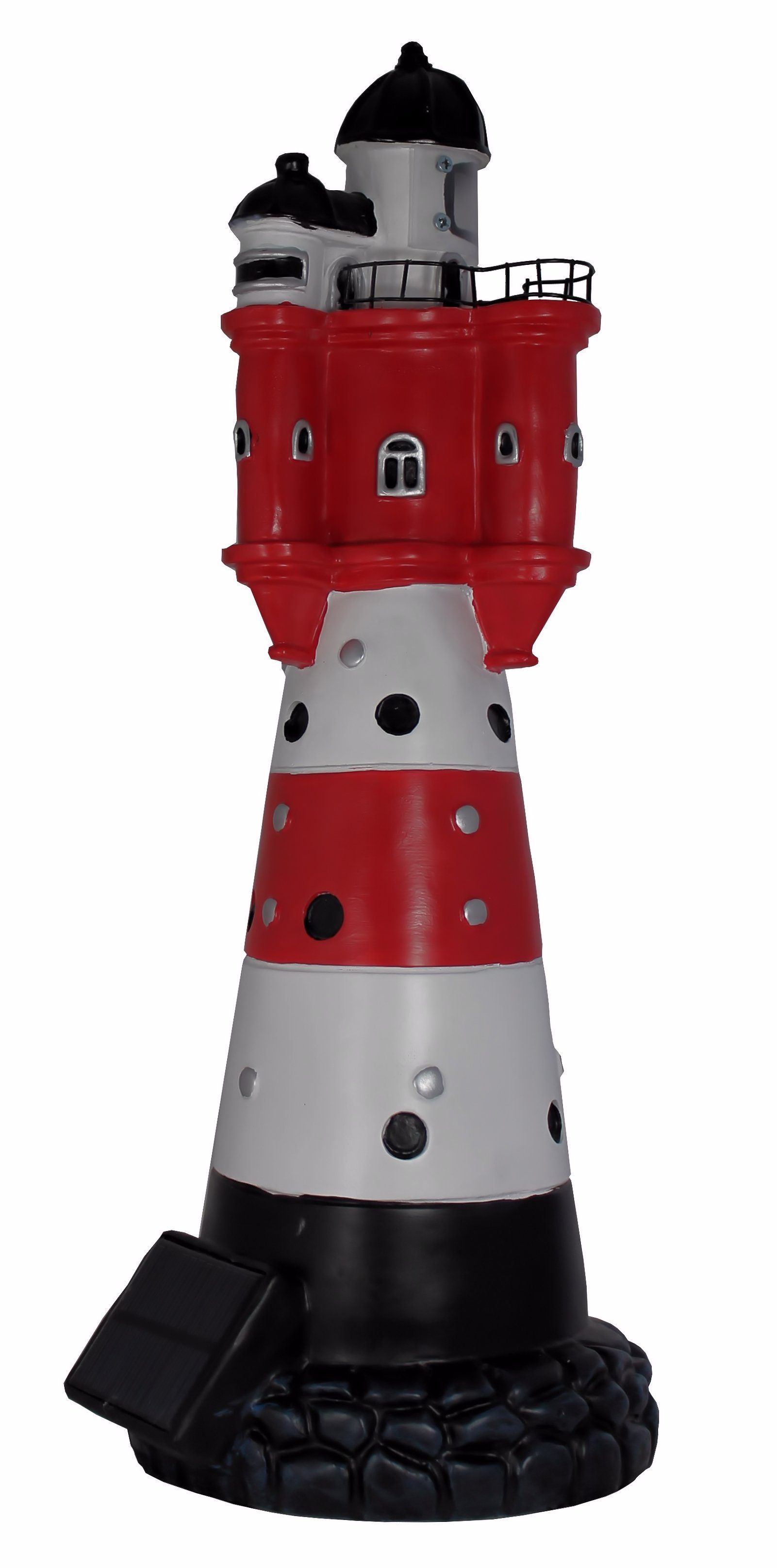 Dekoration), Deko Leuchtturm colourliving (Maritime Solar Roter Sand 50 LED, Ein-/Ausschalter cm, Gartenfigur Leuchtturm Dämmerungssensor,