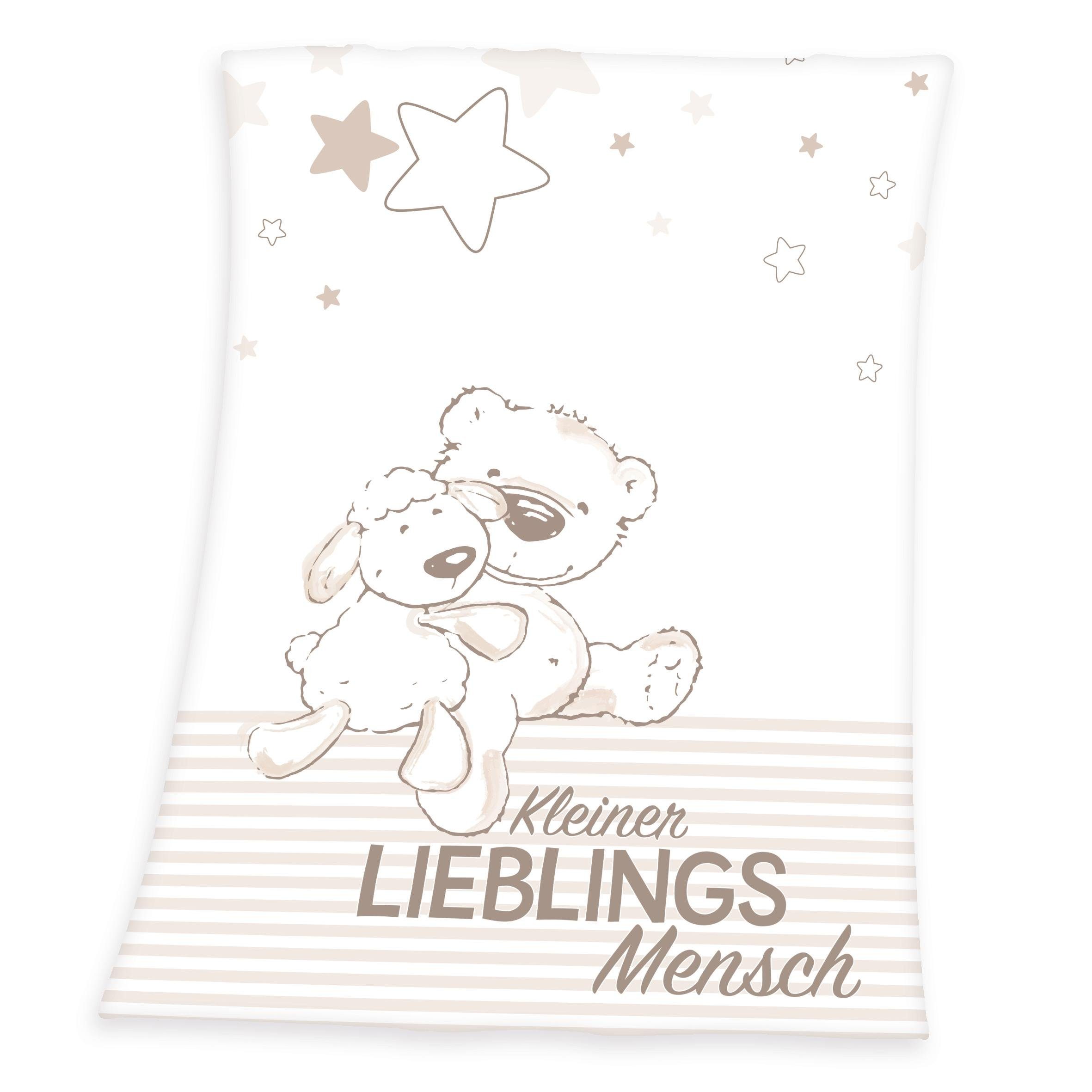 Babydecke Kleiner Lieblingsmensch, Herding, mit Teddy und Schaf, Kuscheldecke