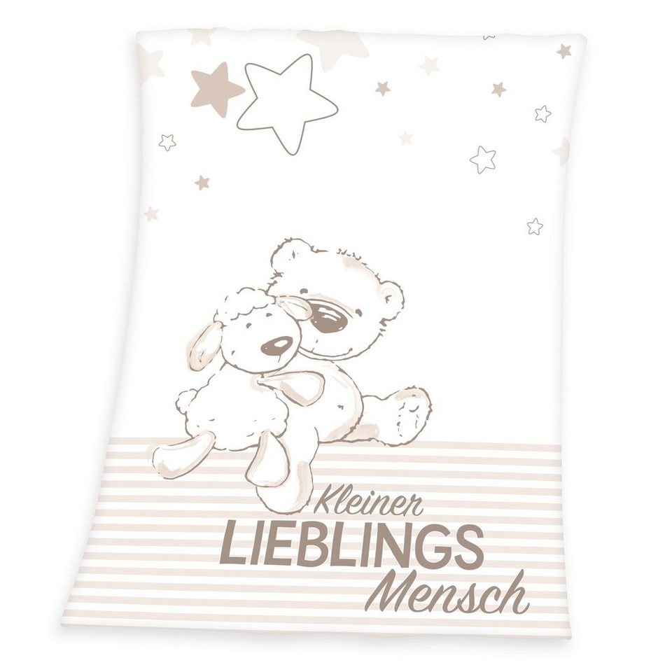 Babydecke Kleiner Lieblingsmensch, Herding, mit Teddy und Schaf,  Kuscheldecke, Besonders strapazierfähig & pflegeleicht