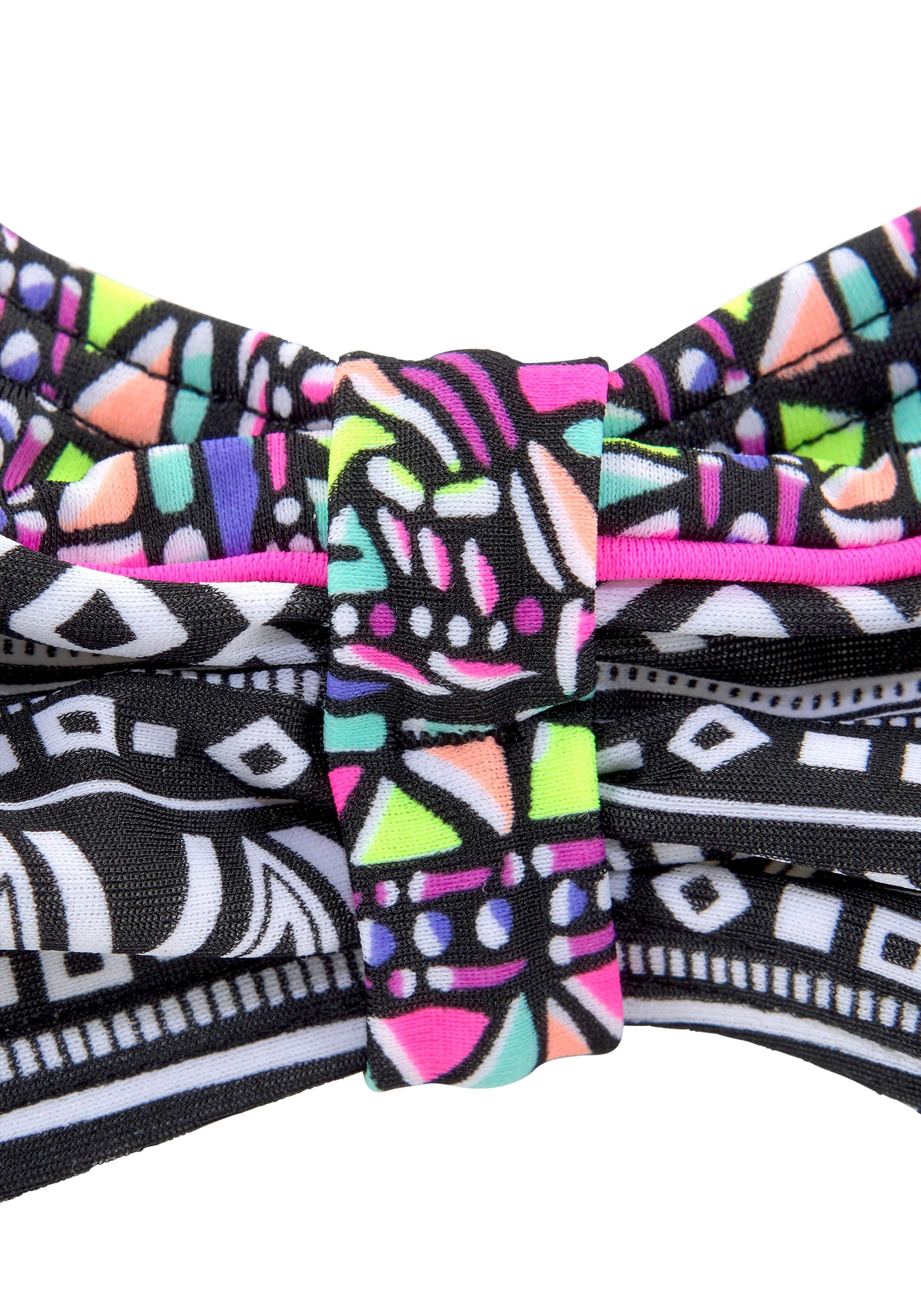 Buffalo Ethnodruck mit Bandeau-Bikini Kontrastdetails und