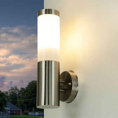 Licht-Erlebnisse Außen-Wandleuchte BRIGHTON, ohne Leuchtmittel, Außenleuchte Edelstahl IP44 blendarm Garten Haus Balkon Wandlampe