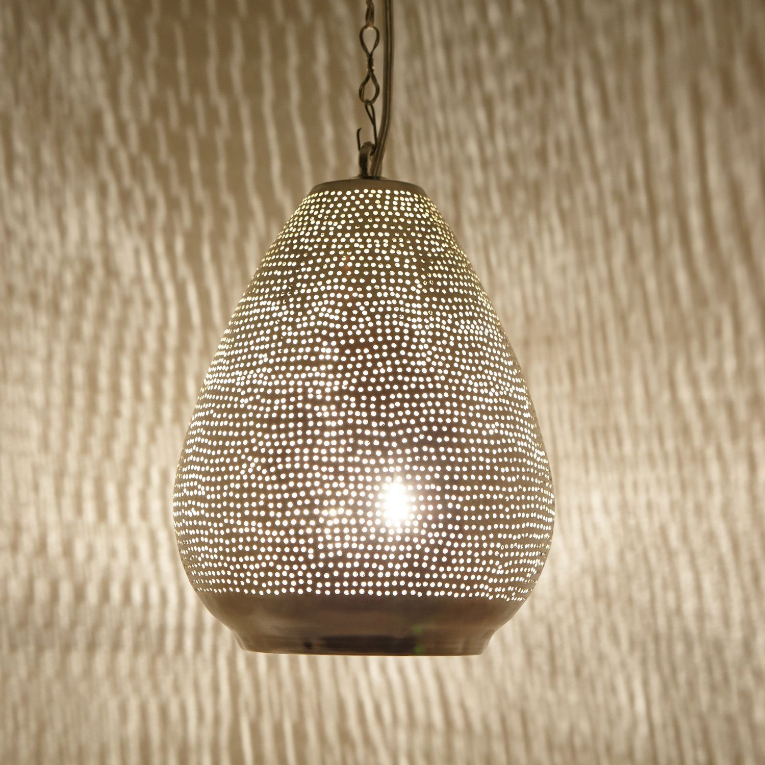Casa Moro Deckenleuchte Marokkanische Lampe Maskat aus Messing mit Baldachin & Aufhängekette, ohne Leuchtmittel, Prachtvolle Pendelleuchte handgefertigt EL2210