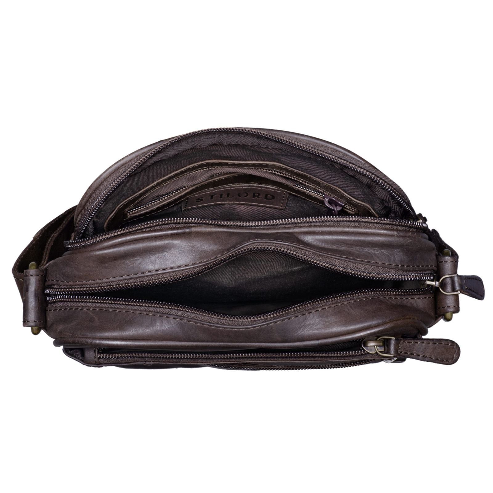 STILORD Messenger Bag "Diego" Vintage dunkelbraun - Leder klein matt Herrentasche