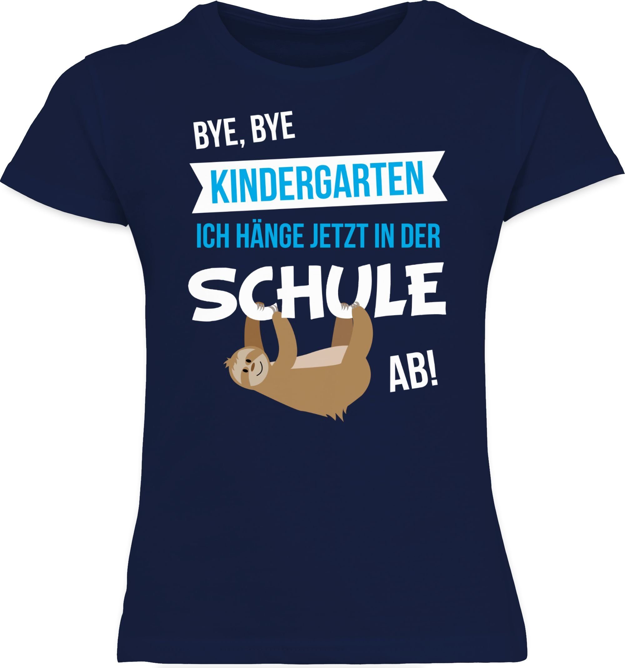 Kindergarten T-Shirt Bye Shirtracer Einschulung Dunkelblau Mädchen Bye, 2