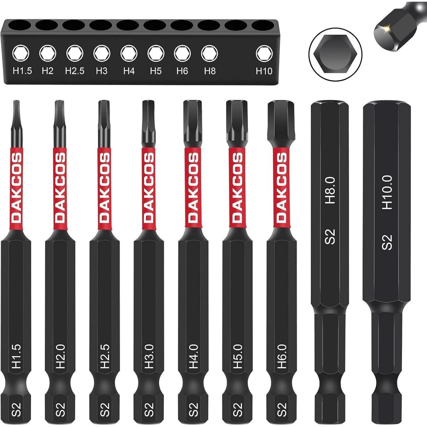 LuxusKollektion Bit-Set Innensechskant Bit Set 75mm S2 Stahl H1.5-H10 9tlg, 9-St.