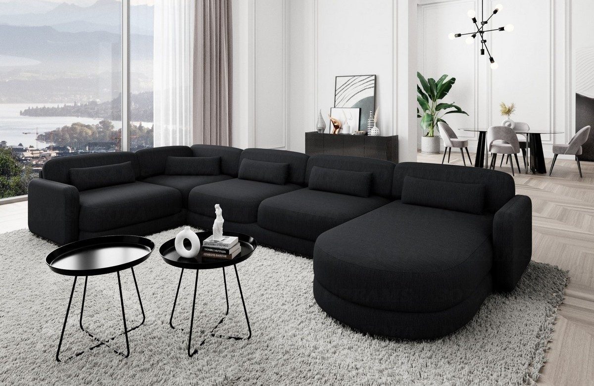 Sofa Dreams Wohnlandschaft Design Stoff Polstersofa Stoffcouch Stoffsofa Valencia U Form Couch, Loungesofa