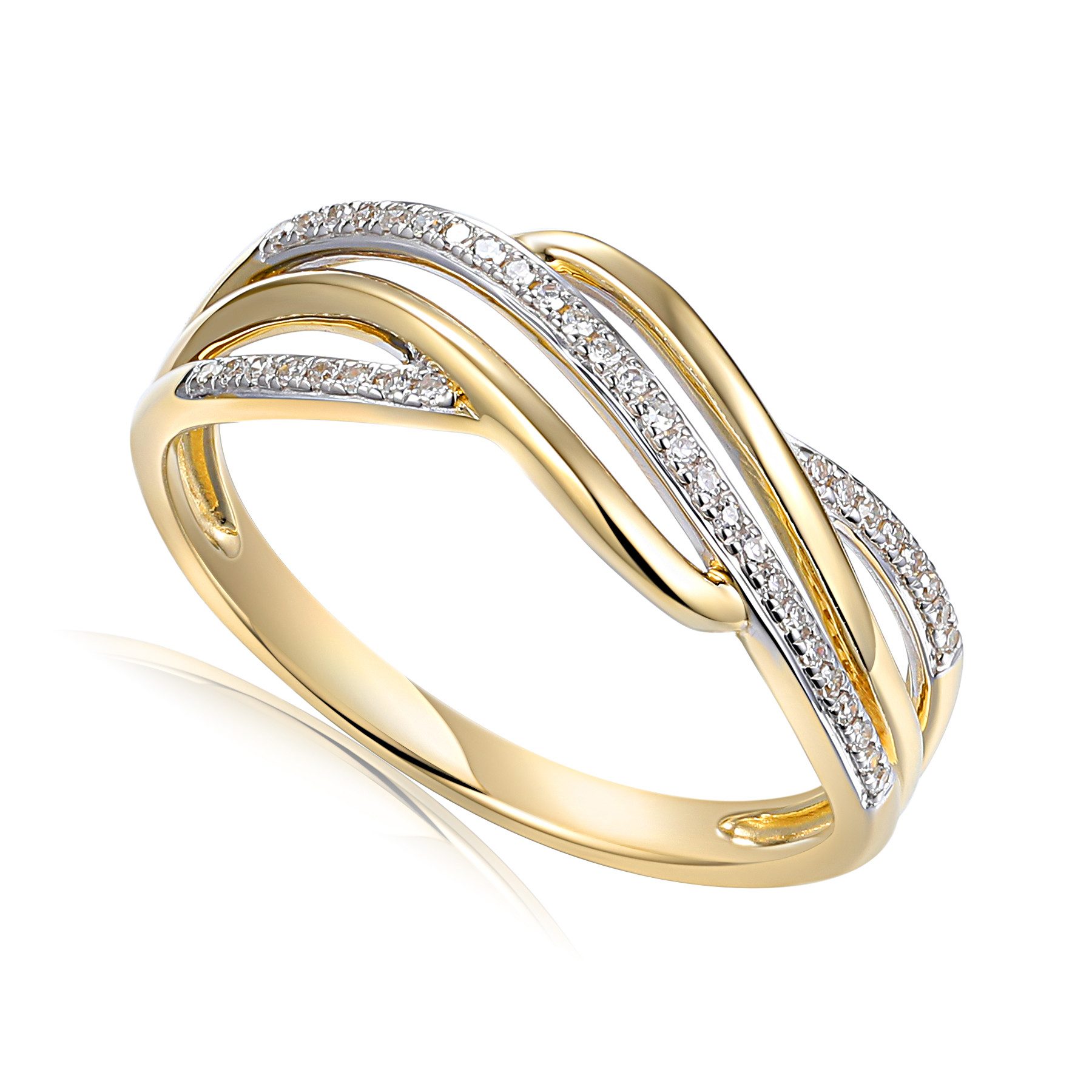 Solitärring 585er Gold Bicolor Ring Fashion Diamant ca. 0,09ct