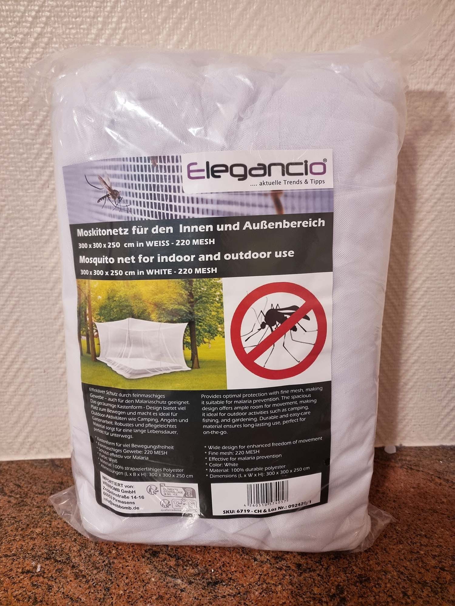ELEGANCIO Moskitonetz XXL für Innen & Außen weiß 300x300x250cm schwarz