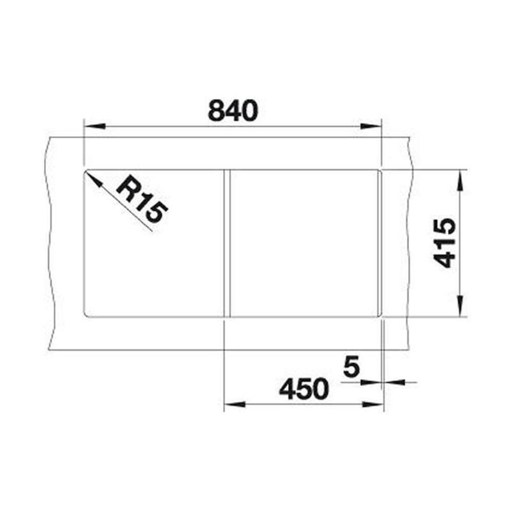 Silgranit, 45 Ablauffernbedienung, cm Granitspüle BLANCO Einbauspüle Softweiß ohne 86/43,5 Blanco S FAVUM