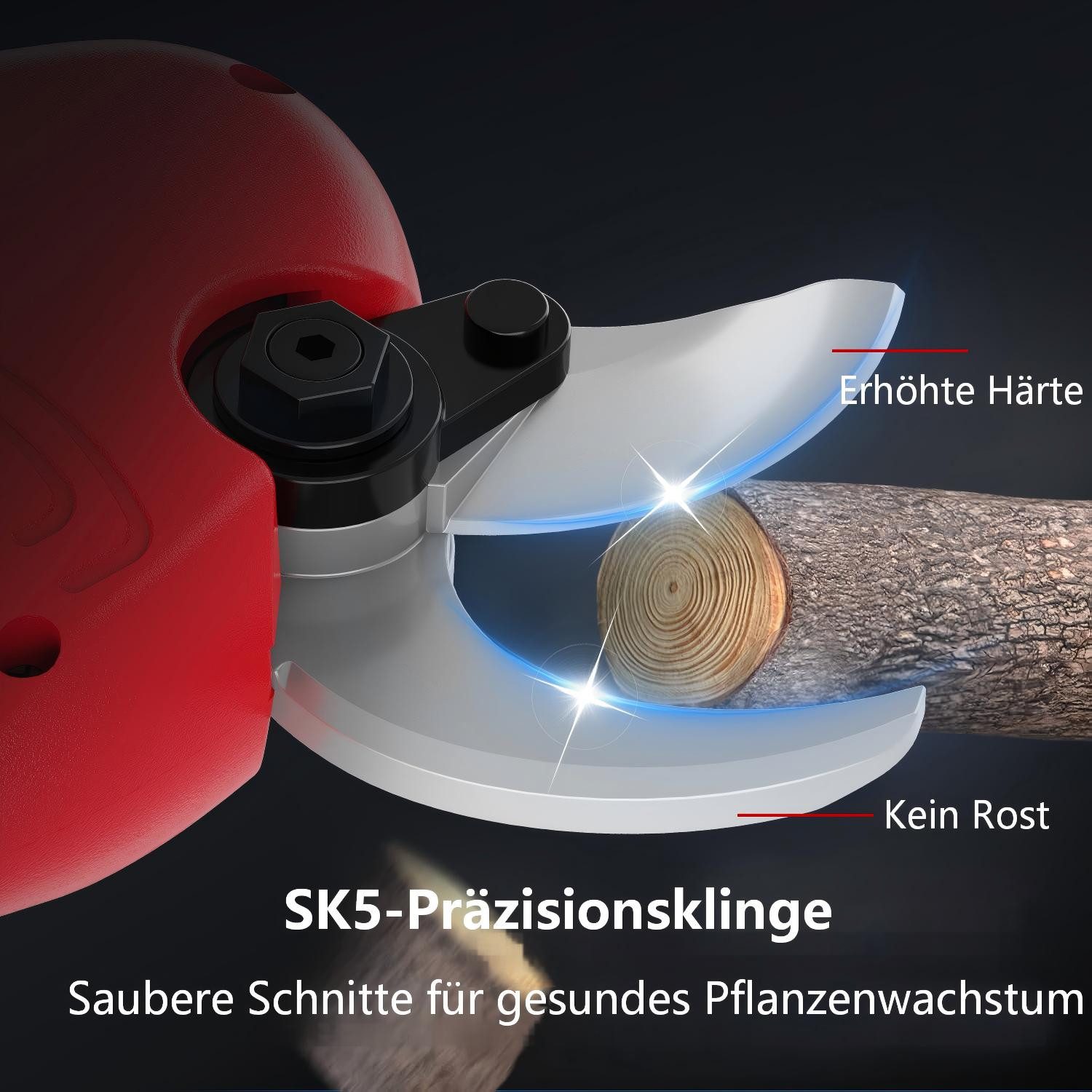 OUTIGO Akku-Astschere Professionelle Elektrische Gartenschere, 1000W-Bürstenlosmotor, (2x3000mAh Lithium-Wiederaufladbar, Akku 6-8 Arbeitsstunden), 40 mm Akku Grtenschere, Astschere, Rebschere, Baumschere, Rosenschere