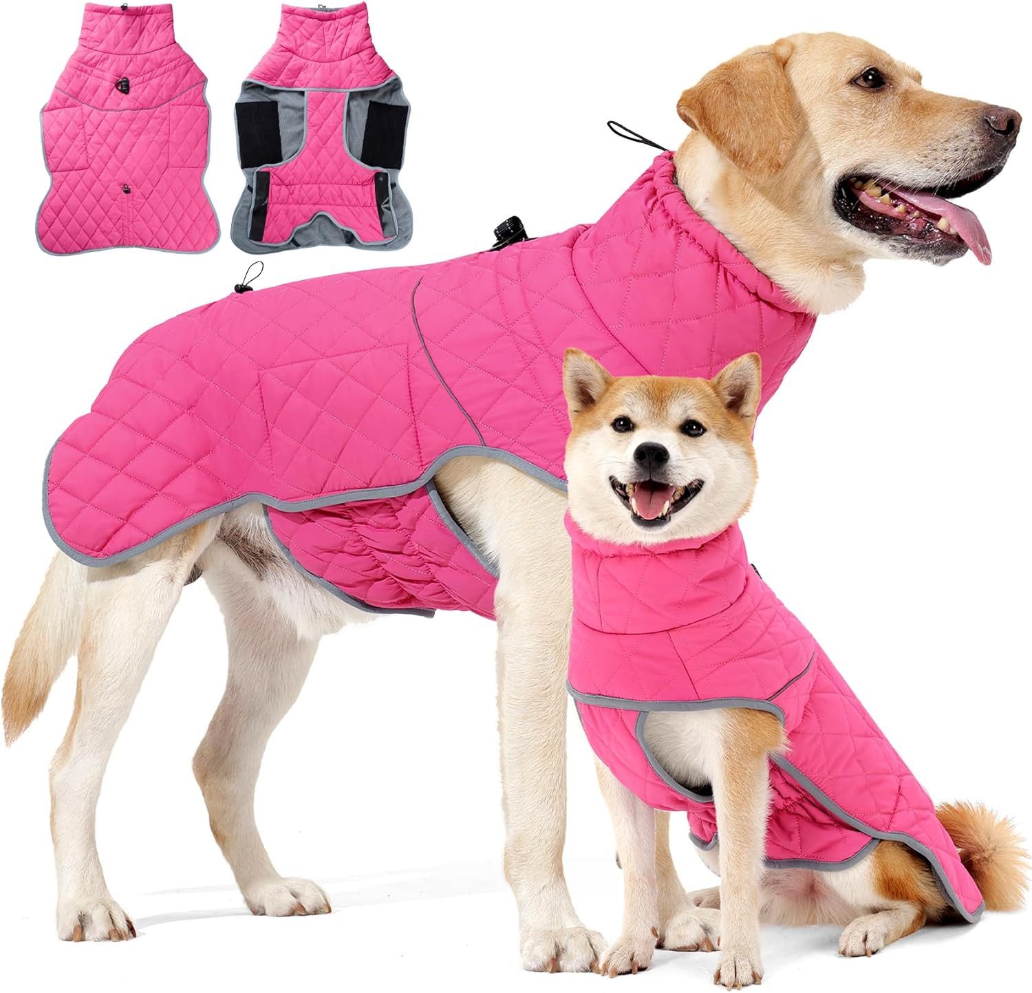 Srvillg Hundemantel Winter – Wasserdichte Hundejacke mit D-Ring & Reflektoren, für kleine, mittelgroße und große Hunde