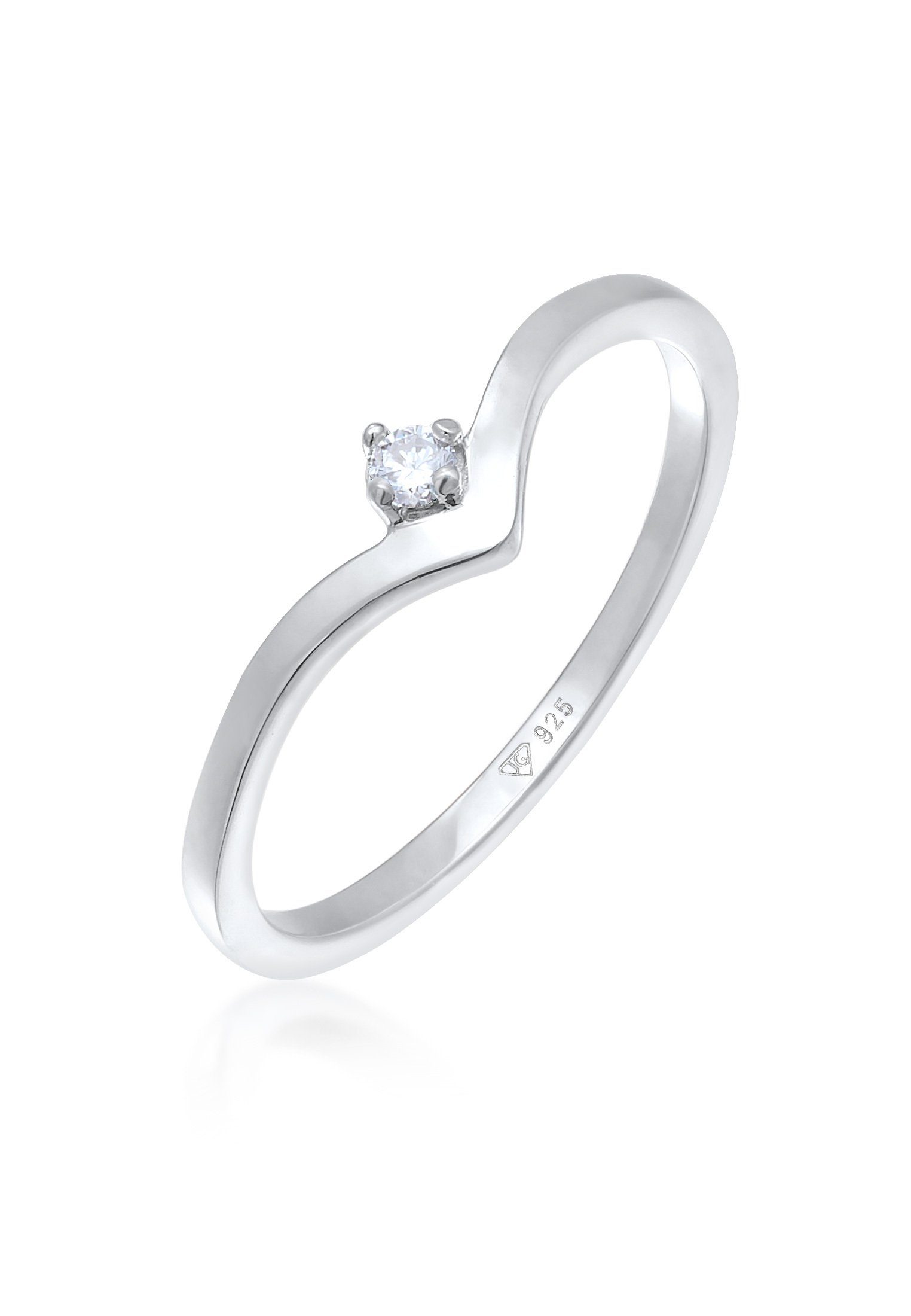 Elli DIAMONDS Diamantring Stapelring Silber Diamant (0.035) V-Form 925