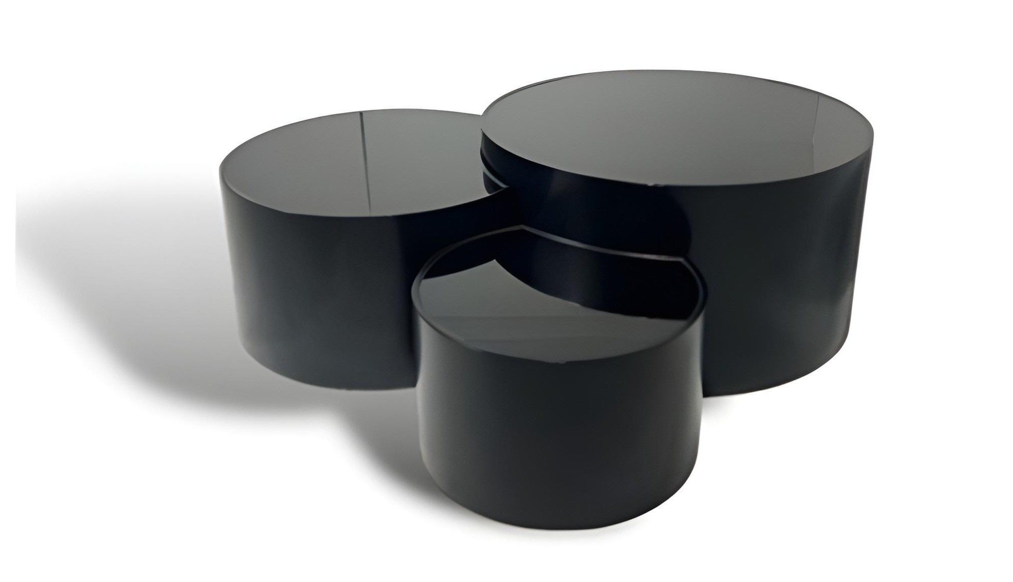 Xlmoebel Satztisch XLMOEBEL Couchtisch Set Holz Schwarz Rund Modern (Set, 3-tlg), Made in Europa