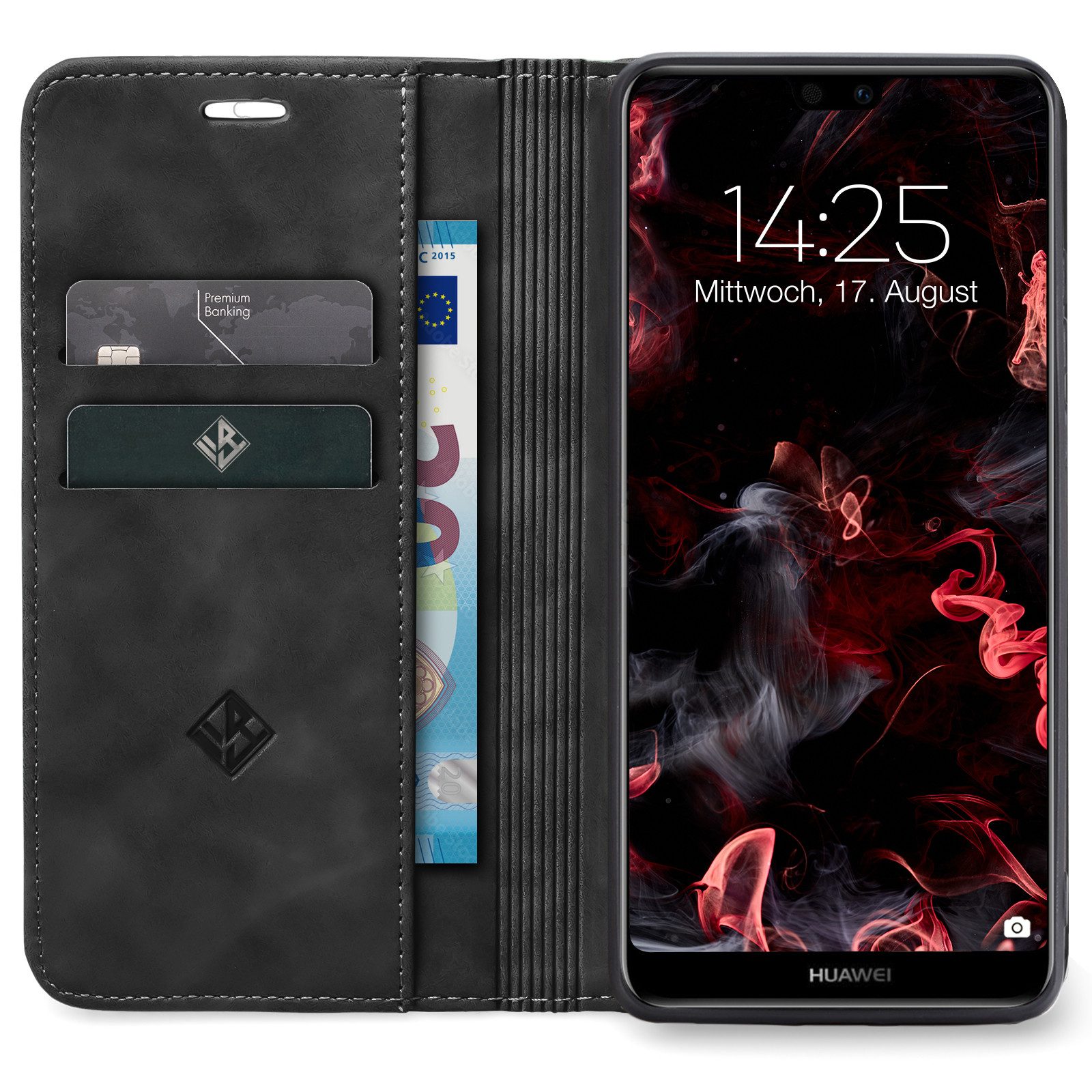 Tec-Expert Handyhülle Tasche Hülle für Huawei P20 Lite 5.84 Zoll, 5.84, Cover Klapphülle Case mit Kartenfach Fliphülle aufstellbar