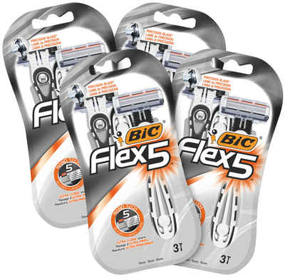 BIC Einwegrasierer BIC Flex 5 Rasierer Herren, 2 x 6 Einwegrasierer mit je 5 Klingen, 12-tlg.