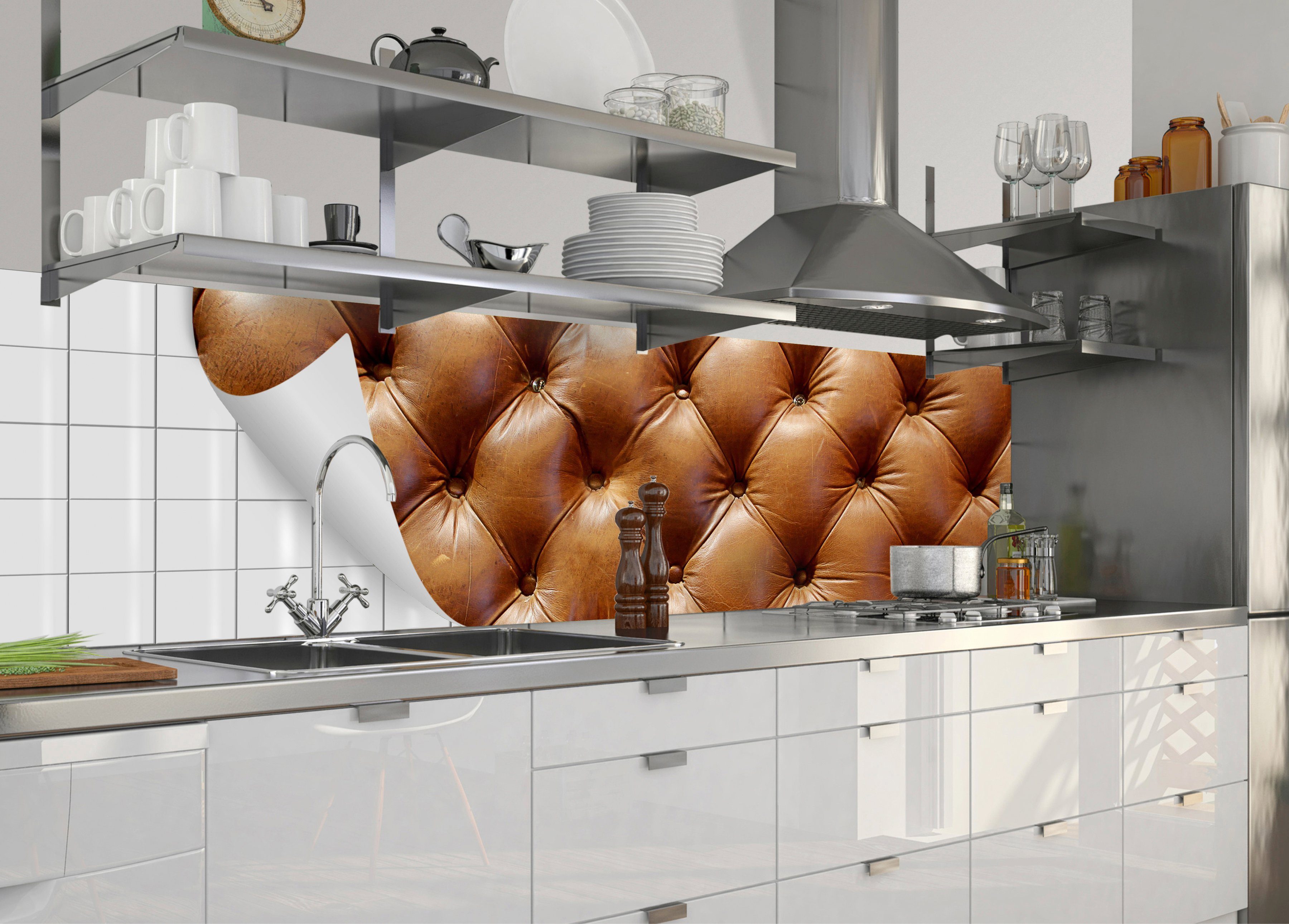 MySpotti Küchenrückwand-Folie Chesterfield, flexible und Küchenrückwand selbstklebende fixy