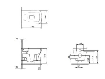 Aqua Bagno Tiefspül-WC Aqua Bagno Firo spülrandlose Toilette inkl. Softclose Sitz - eckiges