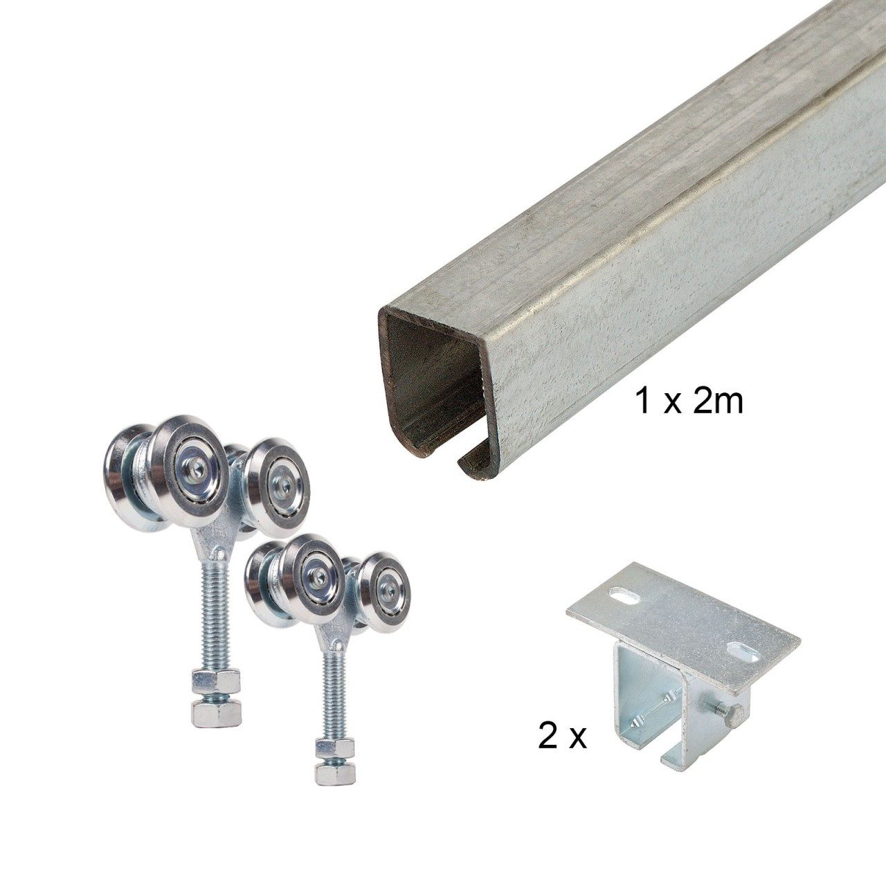 ATTAS Laufschienenprofil Laufwerkset Basic-Line geteilt (Geteilte Lieferung (maximal 2 Meter Schiene am Stück)