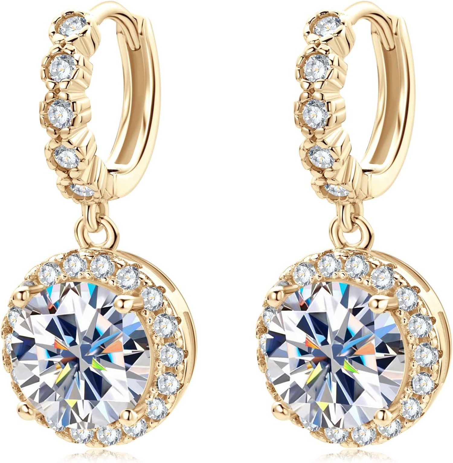 Paar Ohrstecker 585 Gold, 1-3 Karat Diamanten im Rundschliff, Damenohrringe