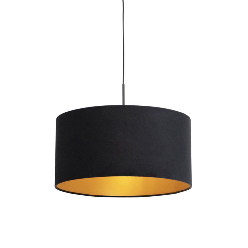 Qazqa Pendelleuchte Combi, ohne Leuchtmittel, Warmweiß, QAZQA Hängeleuchte, e27, Schwarz, Textil, Modern