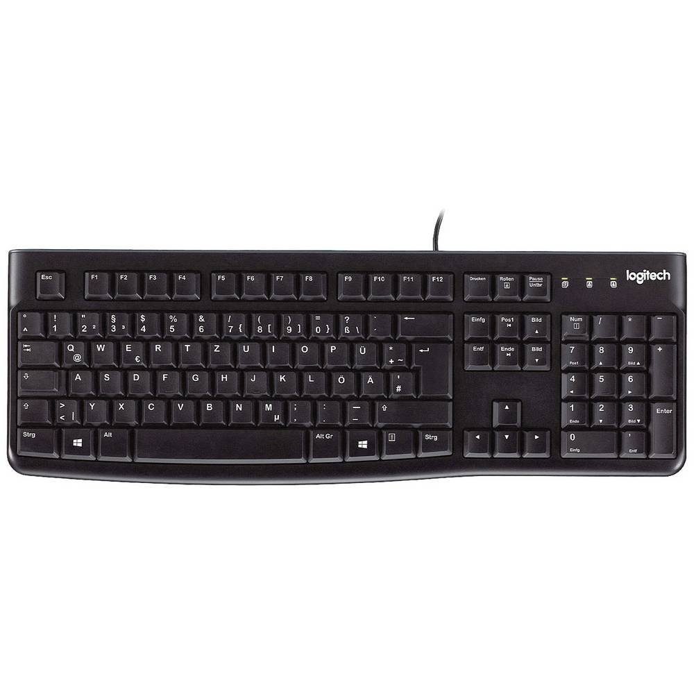 Logitech K120 Kabelgebundene USB Tastatur, USB Plug & Play, Volle 920-002489 Tastatur (Spritzwassergeschützt)