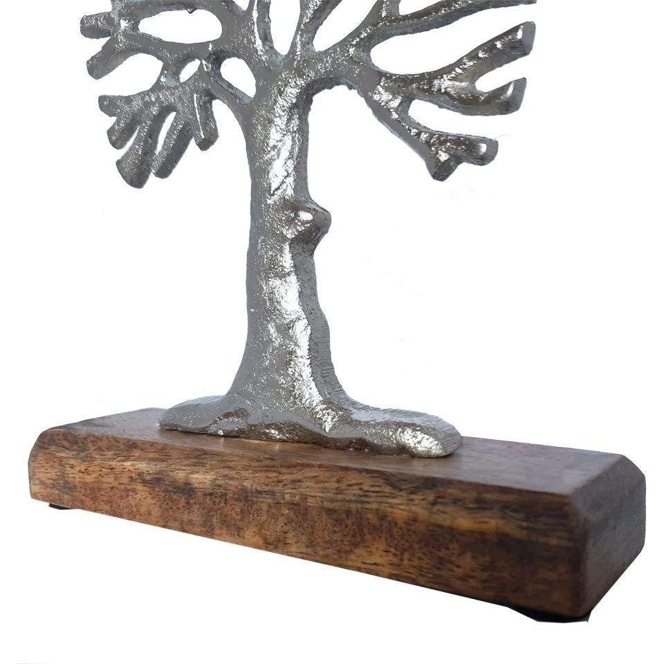 Goldbach Dekobaum Aluminiumbaum Sockel Lebensbaum, Mangoholz, aus mit moderner Alu-Holz-Style