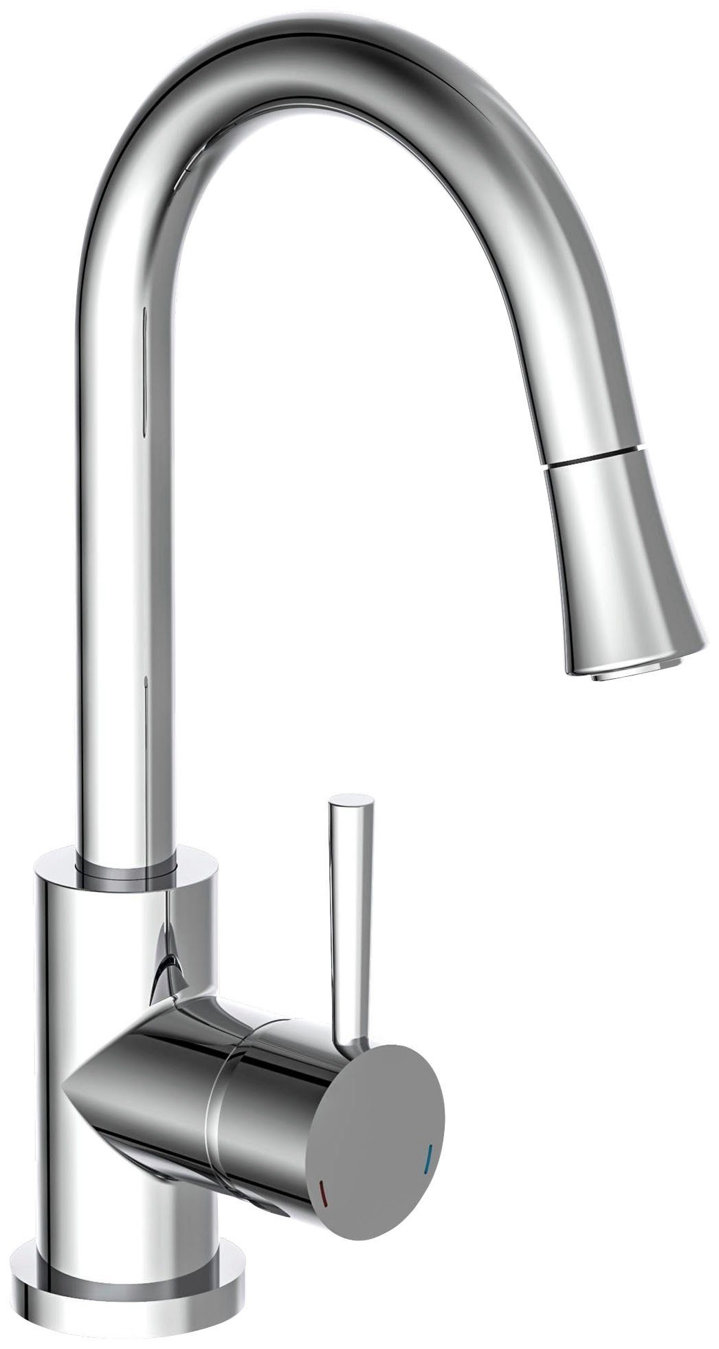 Schütte Spültischarmatur UNICORN (Mischbatterie) Hochdruck, mit 150° schwenkbarem Wasserhahn und ausziehbarer Brause