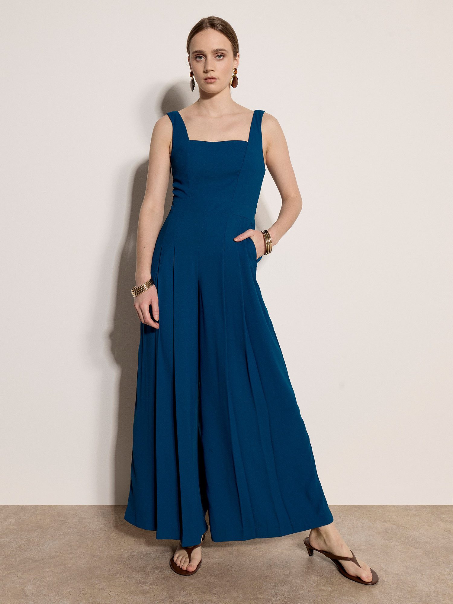 Apricot Jumpsuit Jumpsuit aus Crêpe mit weitem Bein