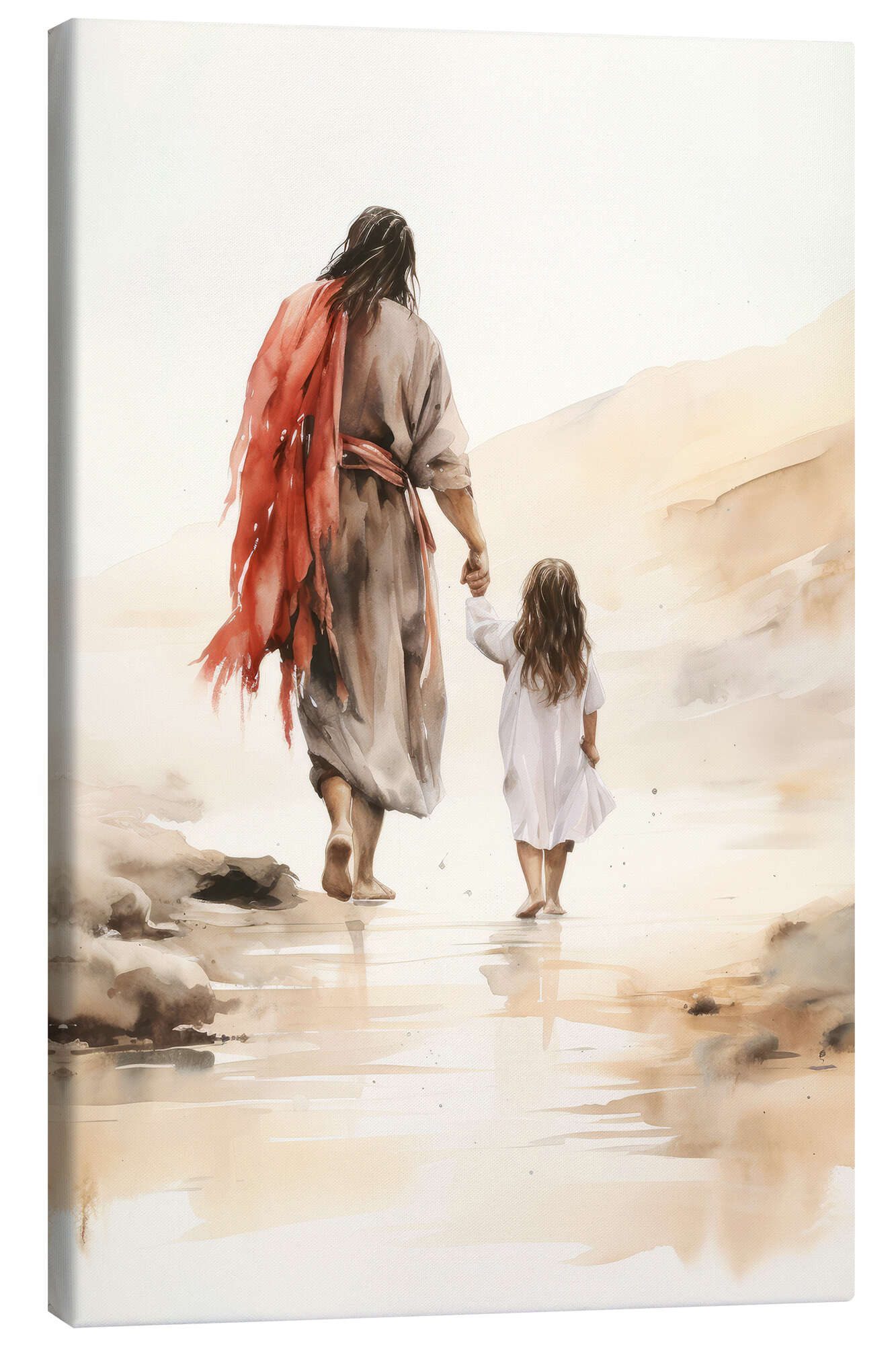 Posterlounge Wandbild Kleines Mädchen geht mit Jesus spazieren, DejaReve, erhältlich als Poster, Leinwandbild, Wandsticker oder Acrylglasbild