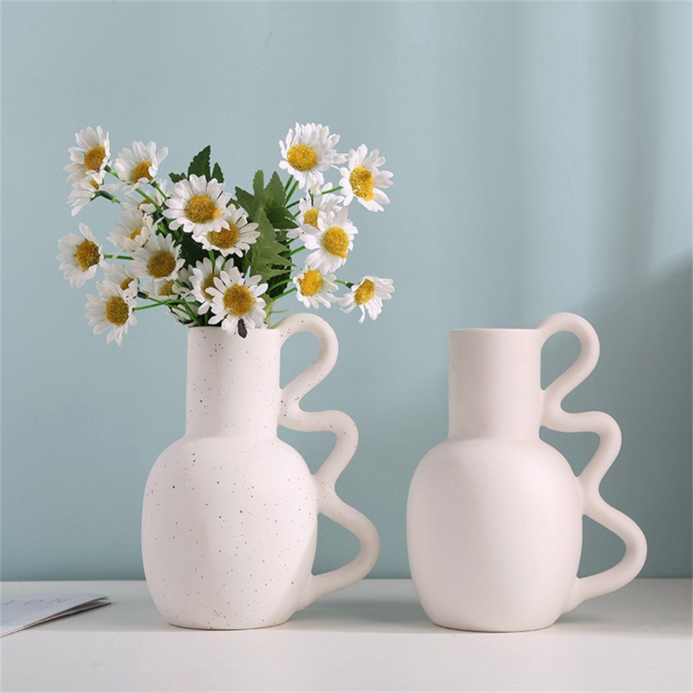 Vase, Ornamente Wohnzimmer Rouemi Keramische Vase Dekovase weiß-B dekorative einfache